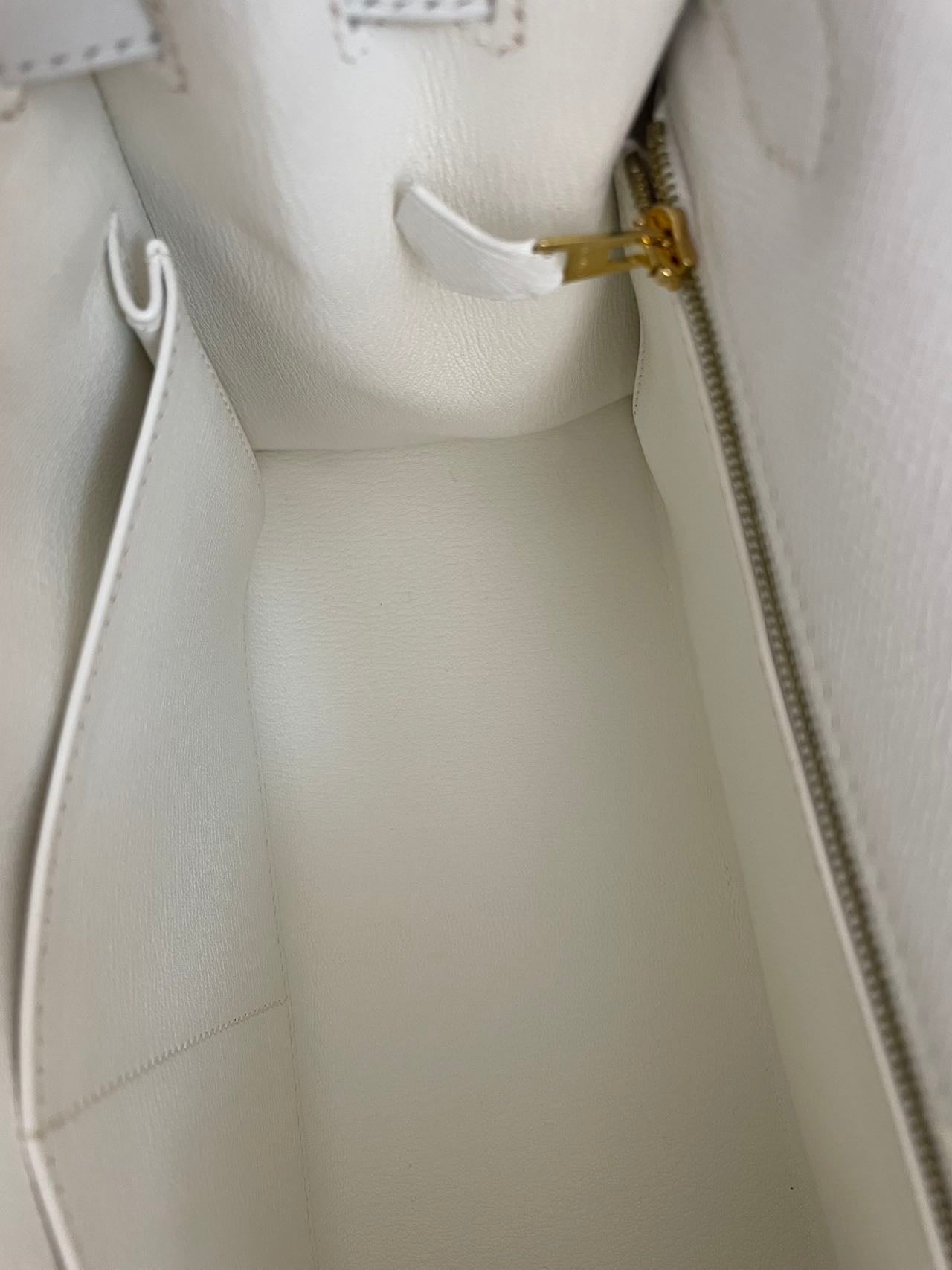 Hermes Kelly 28cm Sellier White Epsom Leather Gold Hardware Top Handle Bag 2015
