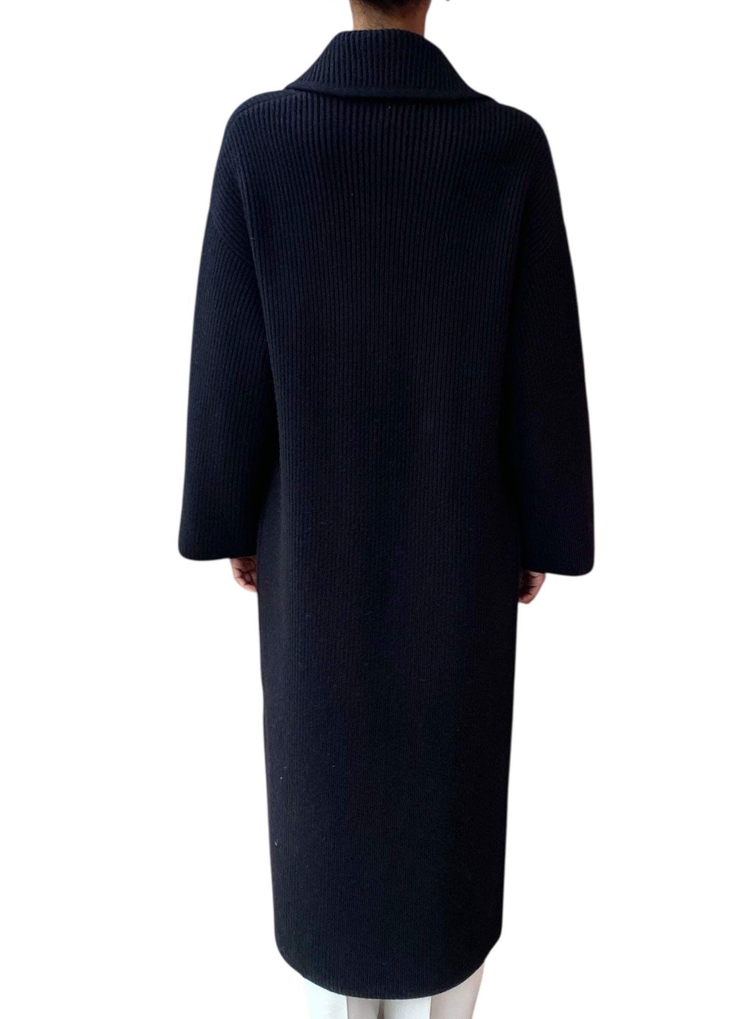 Toteme Black Wool Rib-Knit igan Coat - XXS / US 2-8