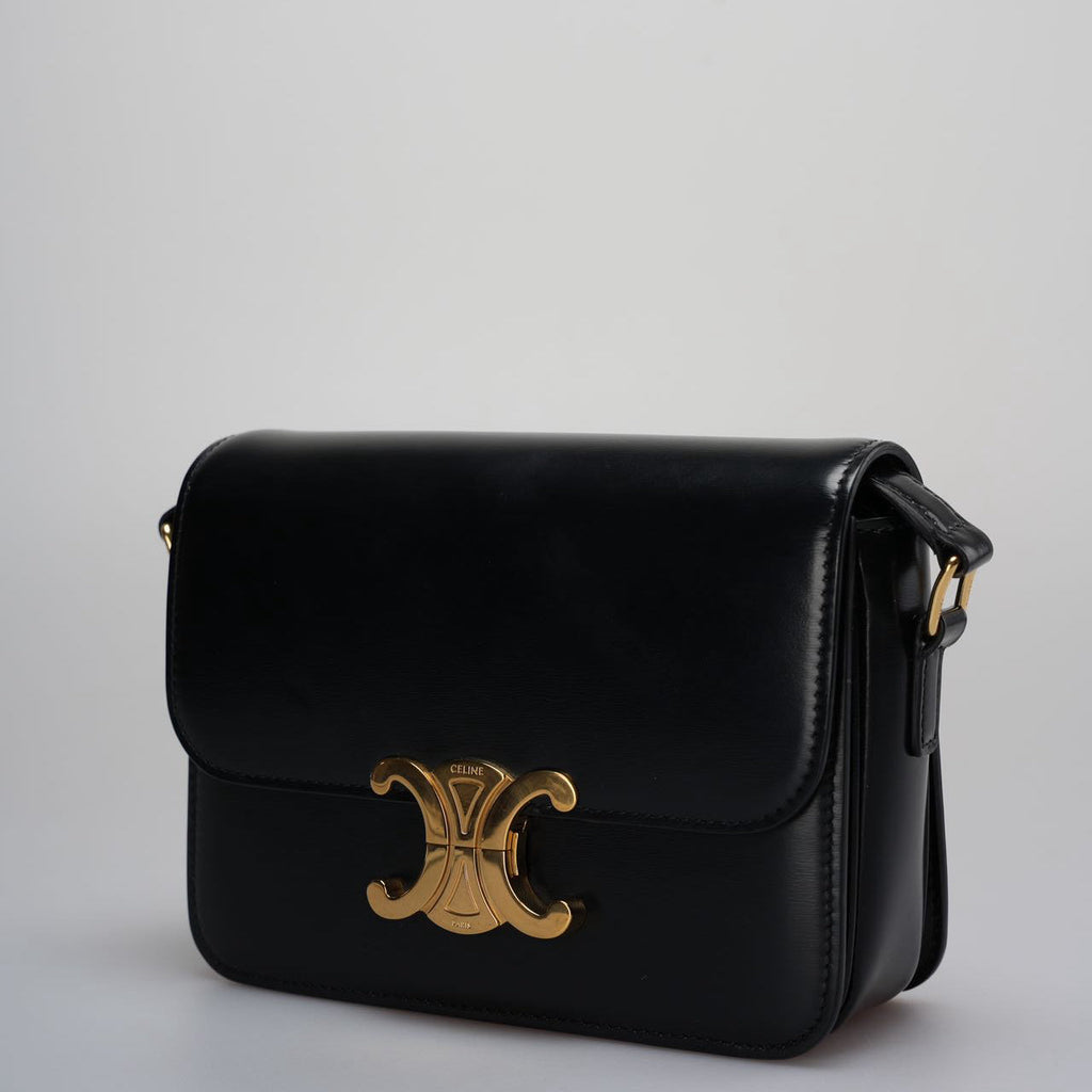 Celine Black Triomphe Crossbody Bag Pre-Owned 2021 Small Calfskin