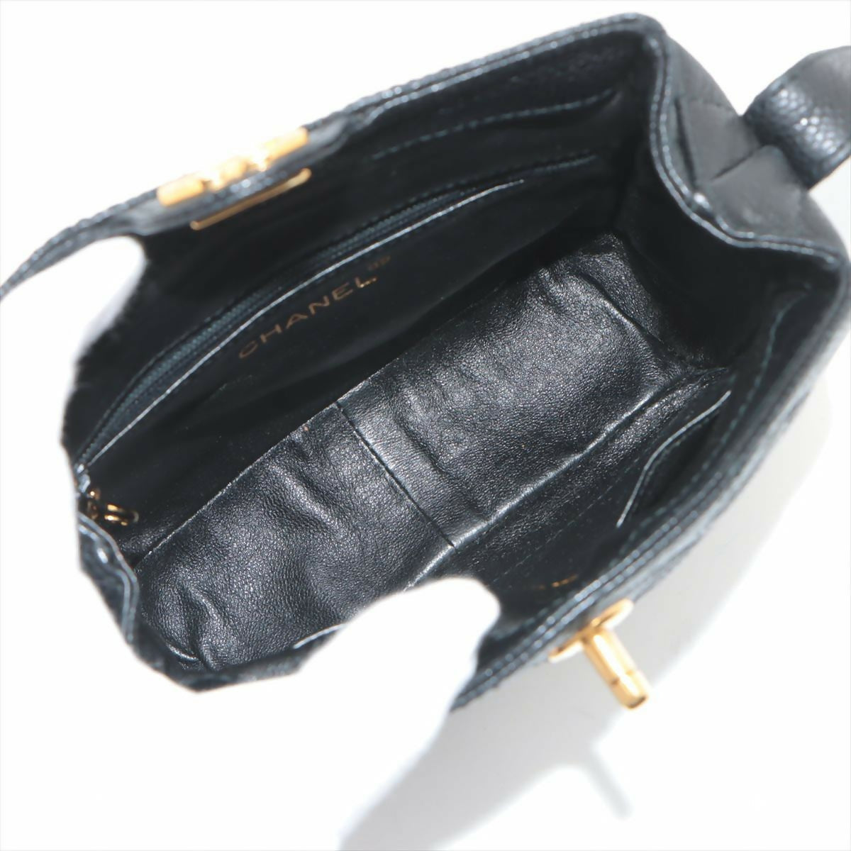 Chanel Vintage Black Gold Carved Buckle Box Bag