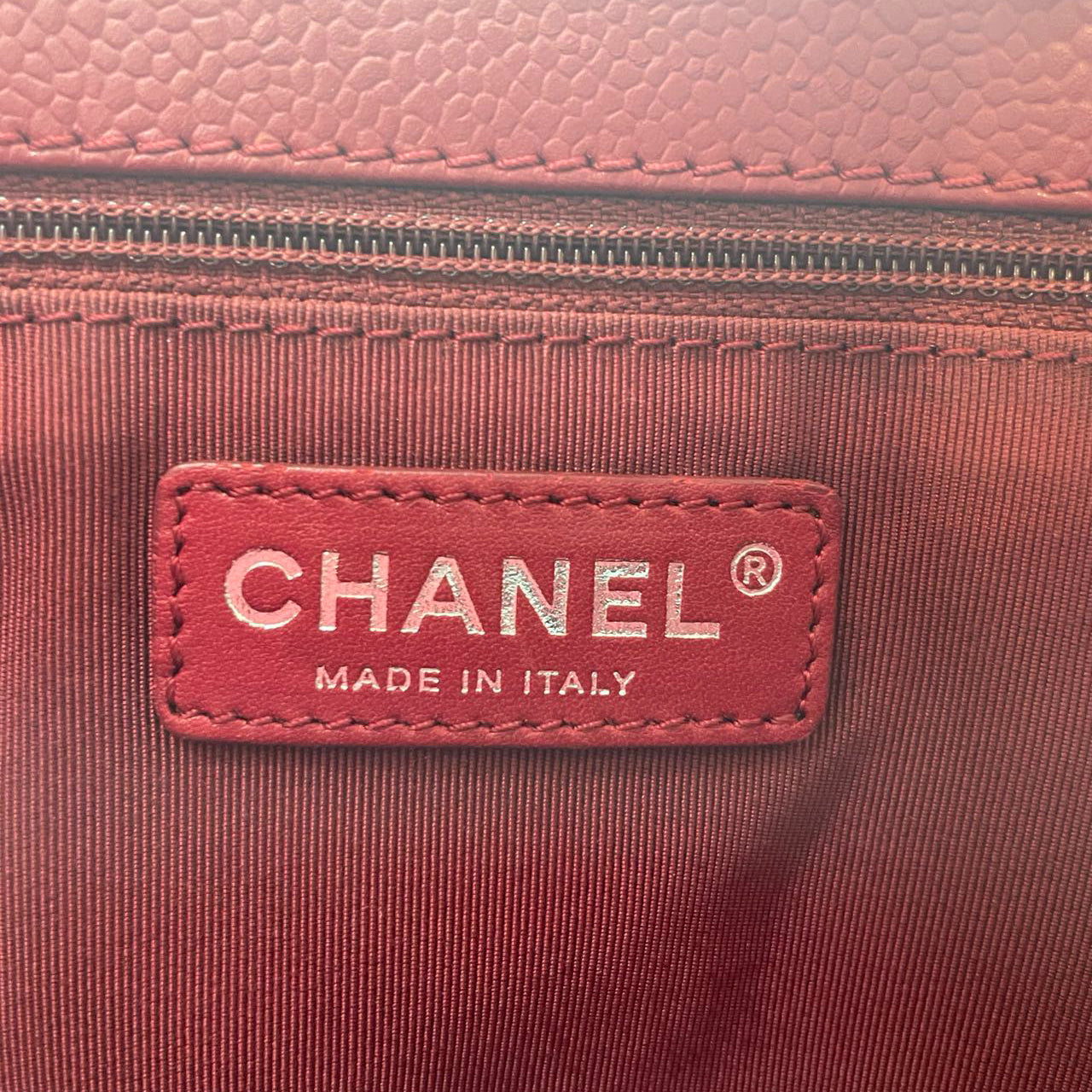 Chanel Burgundy gst Grand Shopping Tote Bag in caviar Leather with Silver Hardware