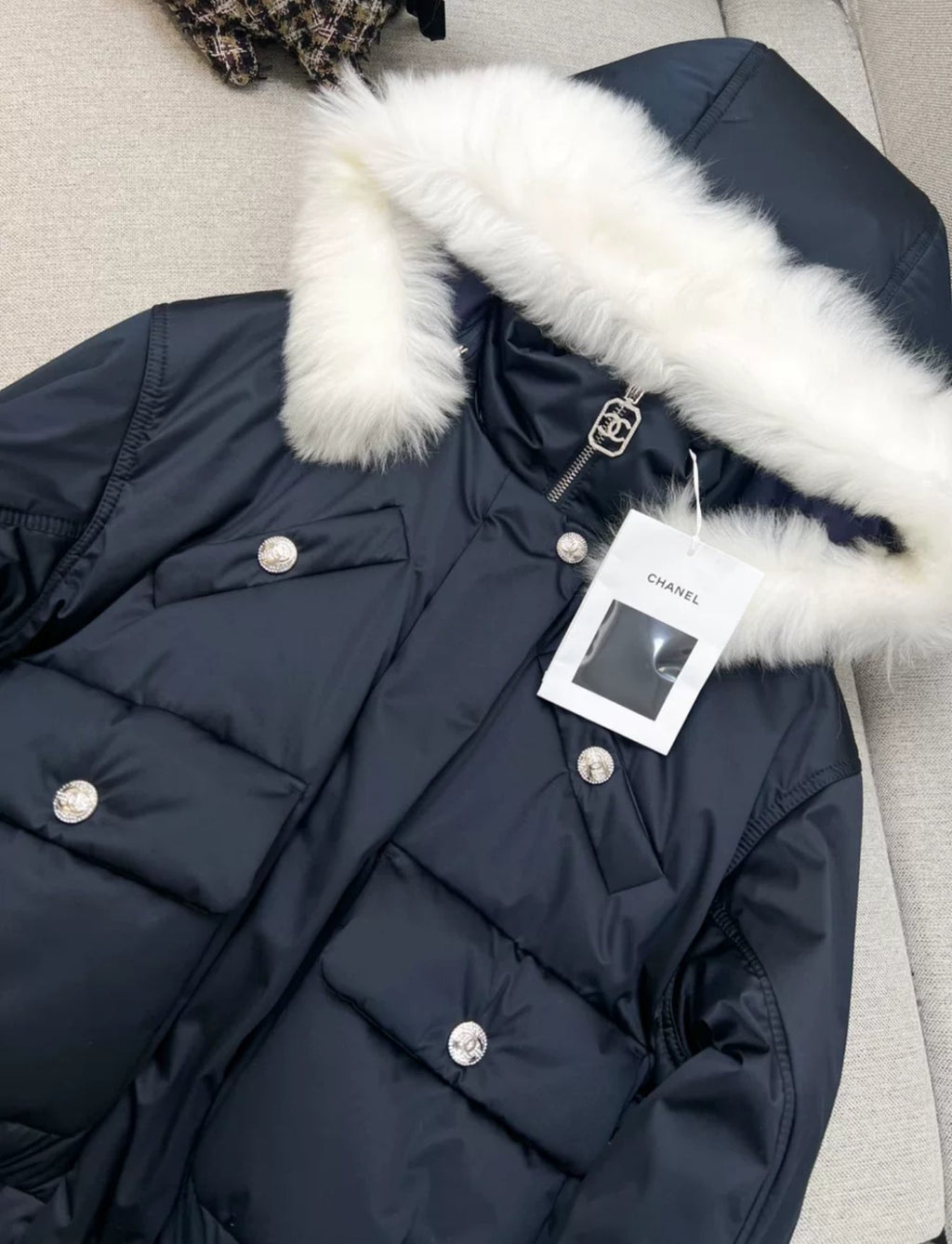 Chanel 23N white fur down jacket