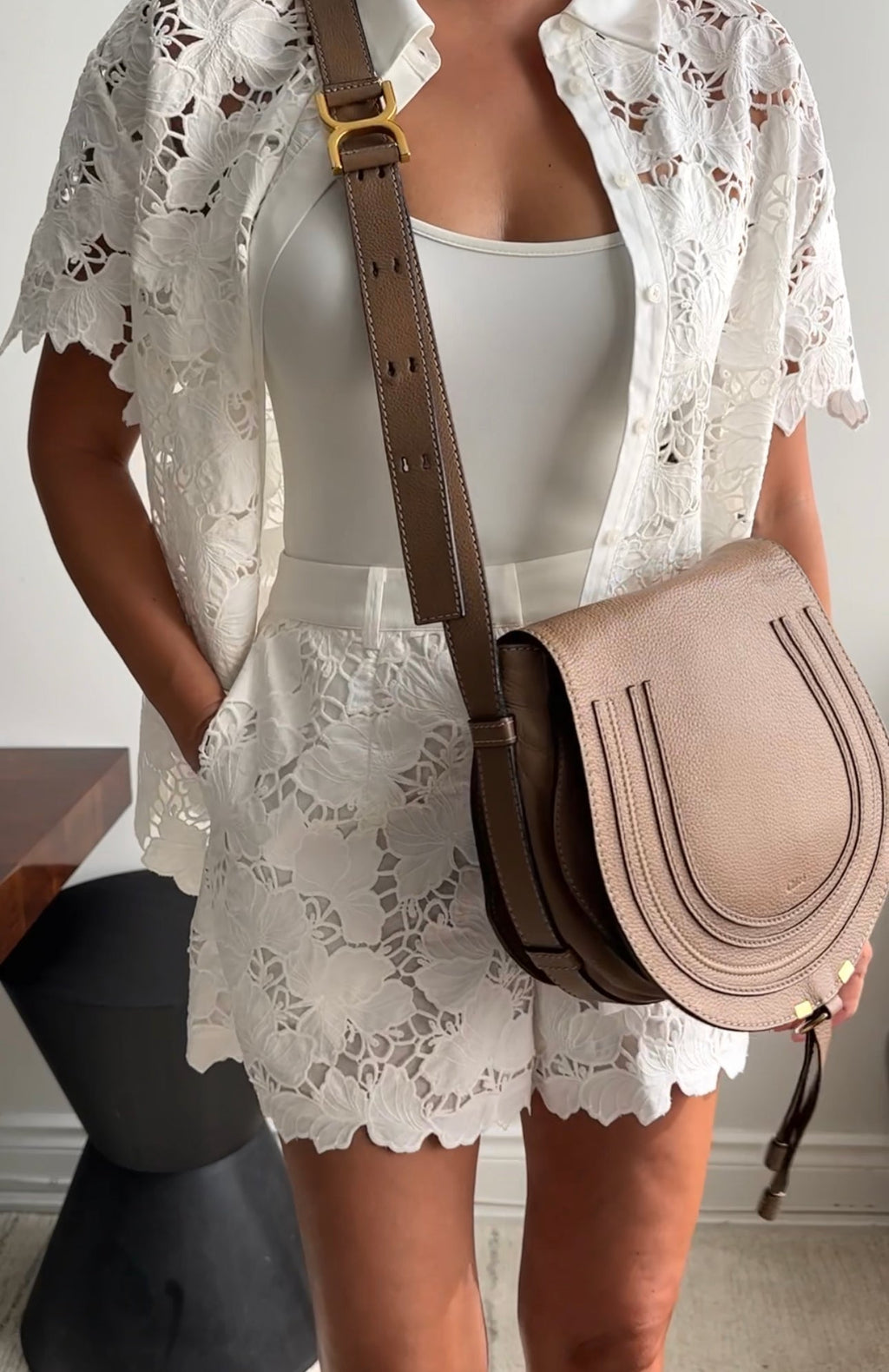 Self Portrait White Cotton Guipuire Lace Shirt - S / M