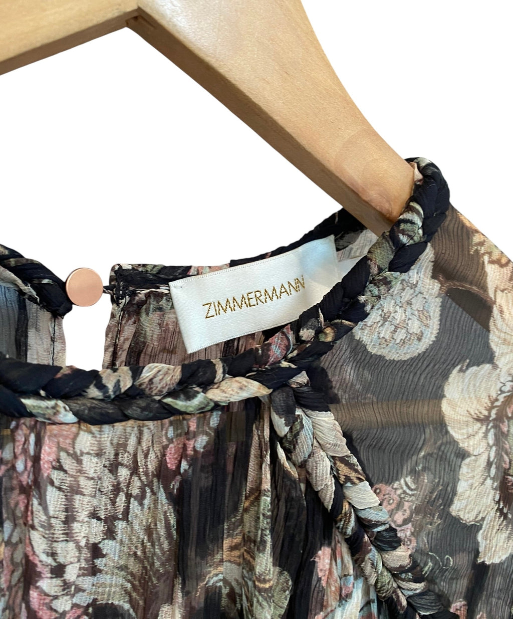 Zimmermann Green Brown Silk Floral Print Blouse - 1 / US 6