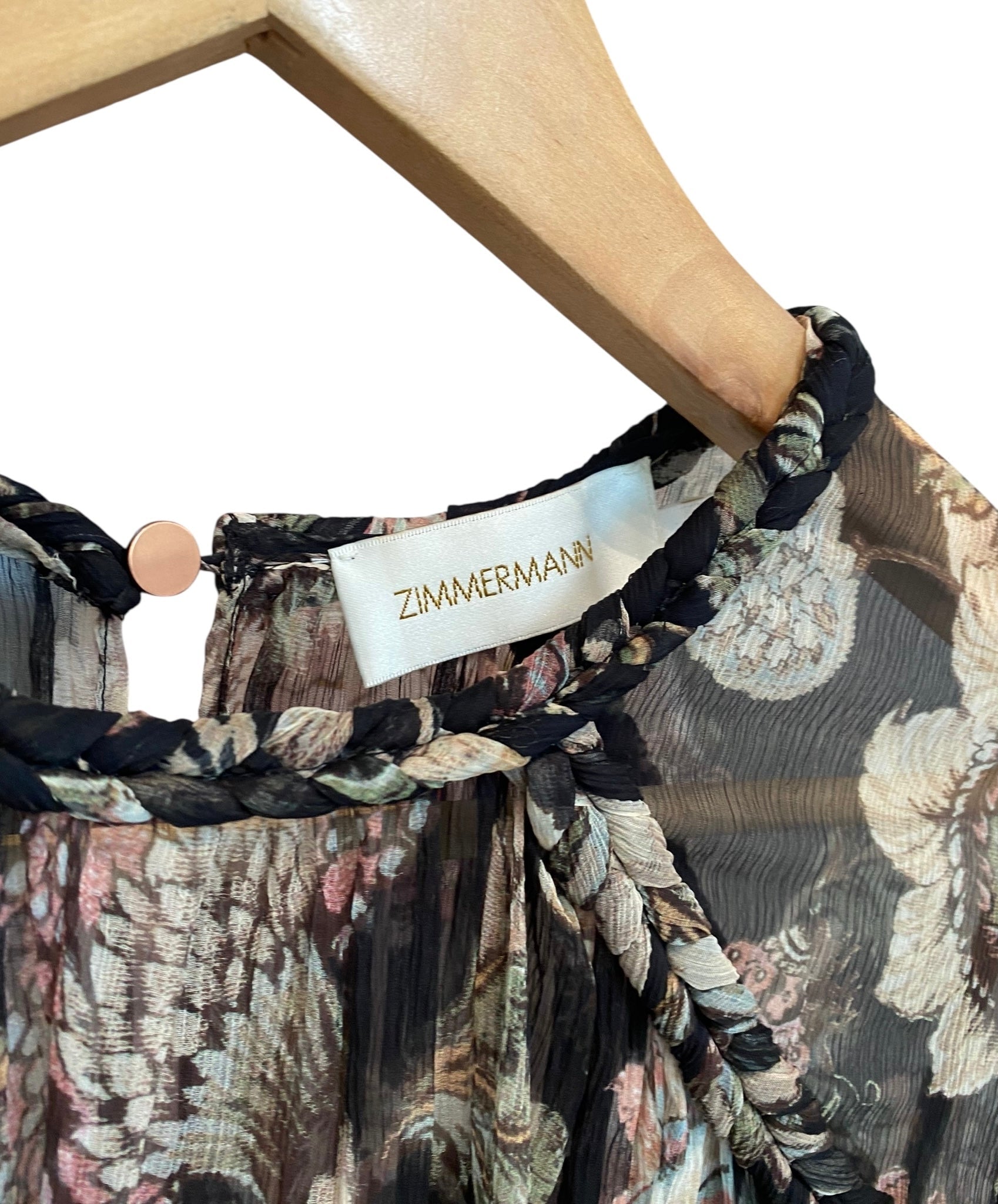 Zimmermann Green Brown Silk Floral Print Blouse - 1 / US 6