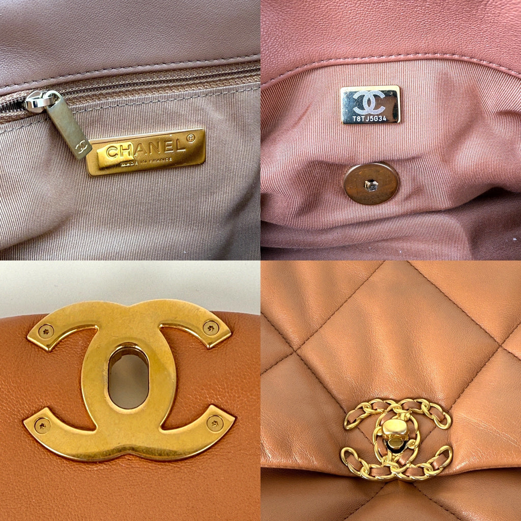 CHANEL 19 2021 Large Brown Quilted Gold Hardware Flap Bag