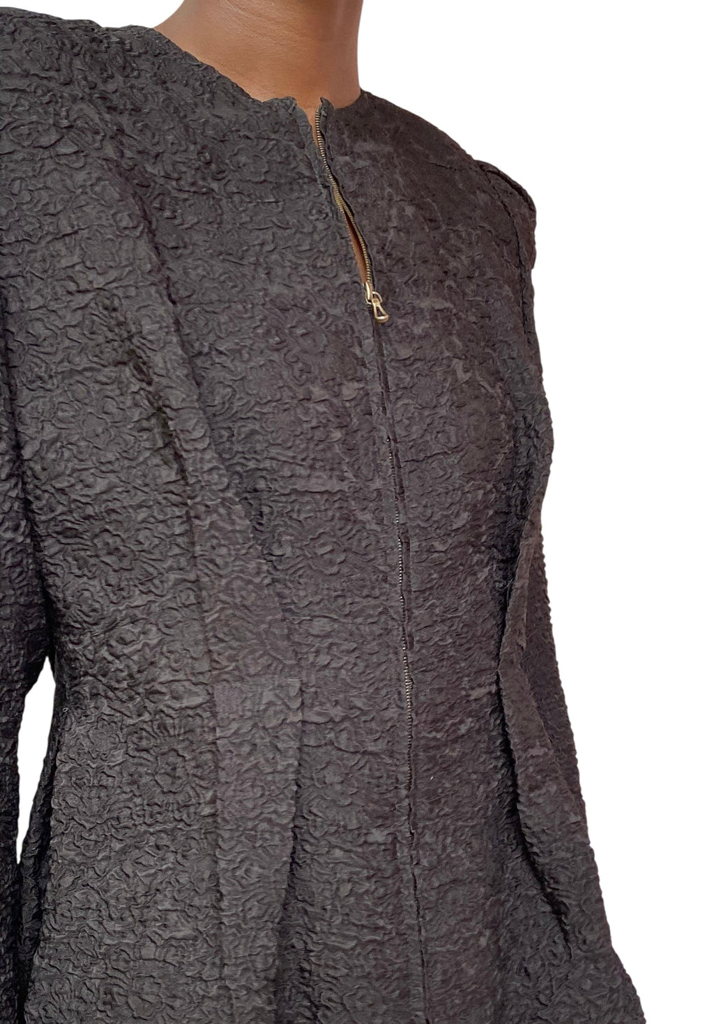 Lanvin 2009 Black Silk Textured Jacket -44 / US 12