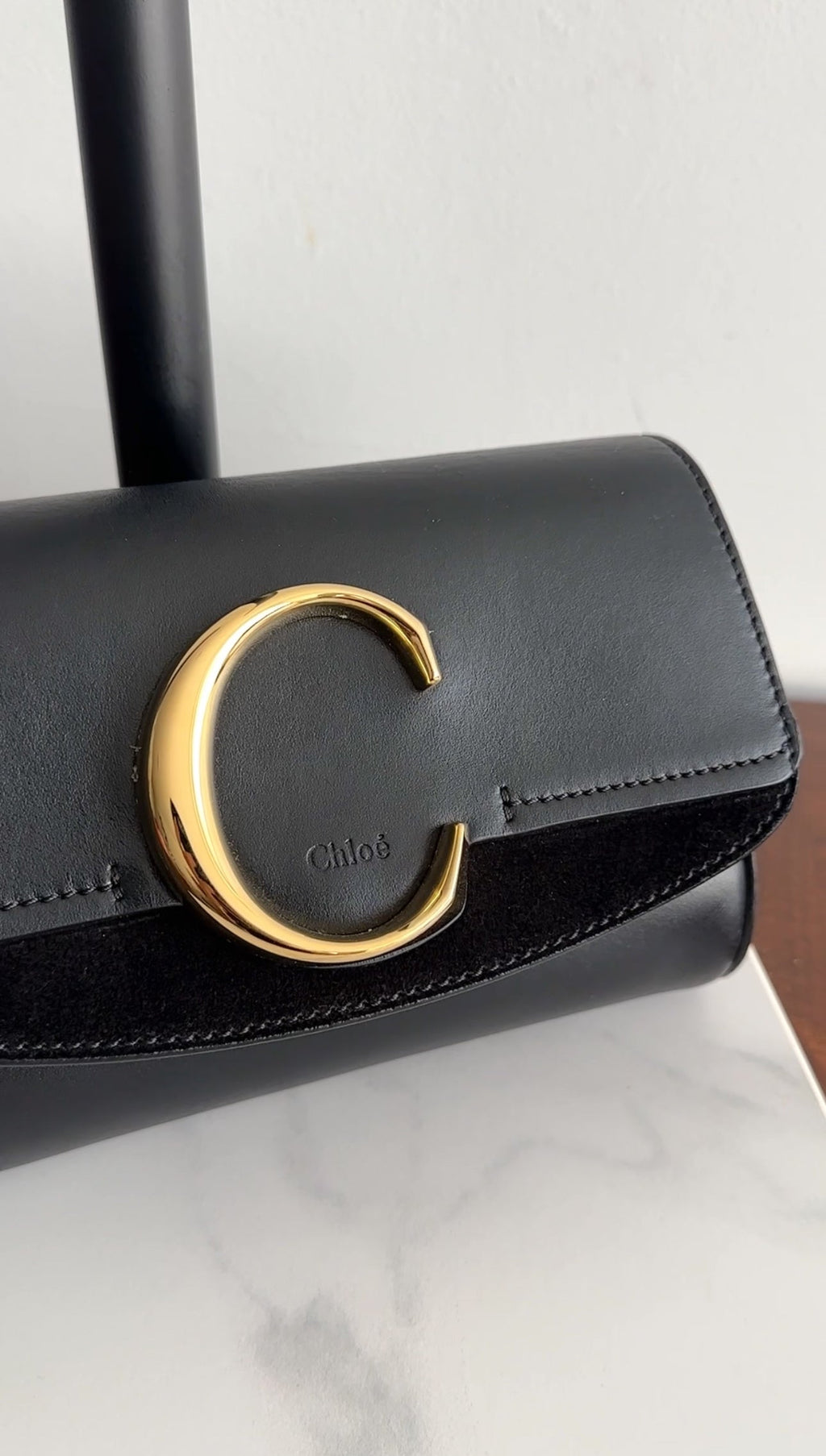 Chloe Black Leather Mini C Belt Bag