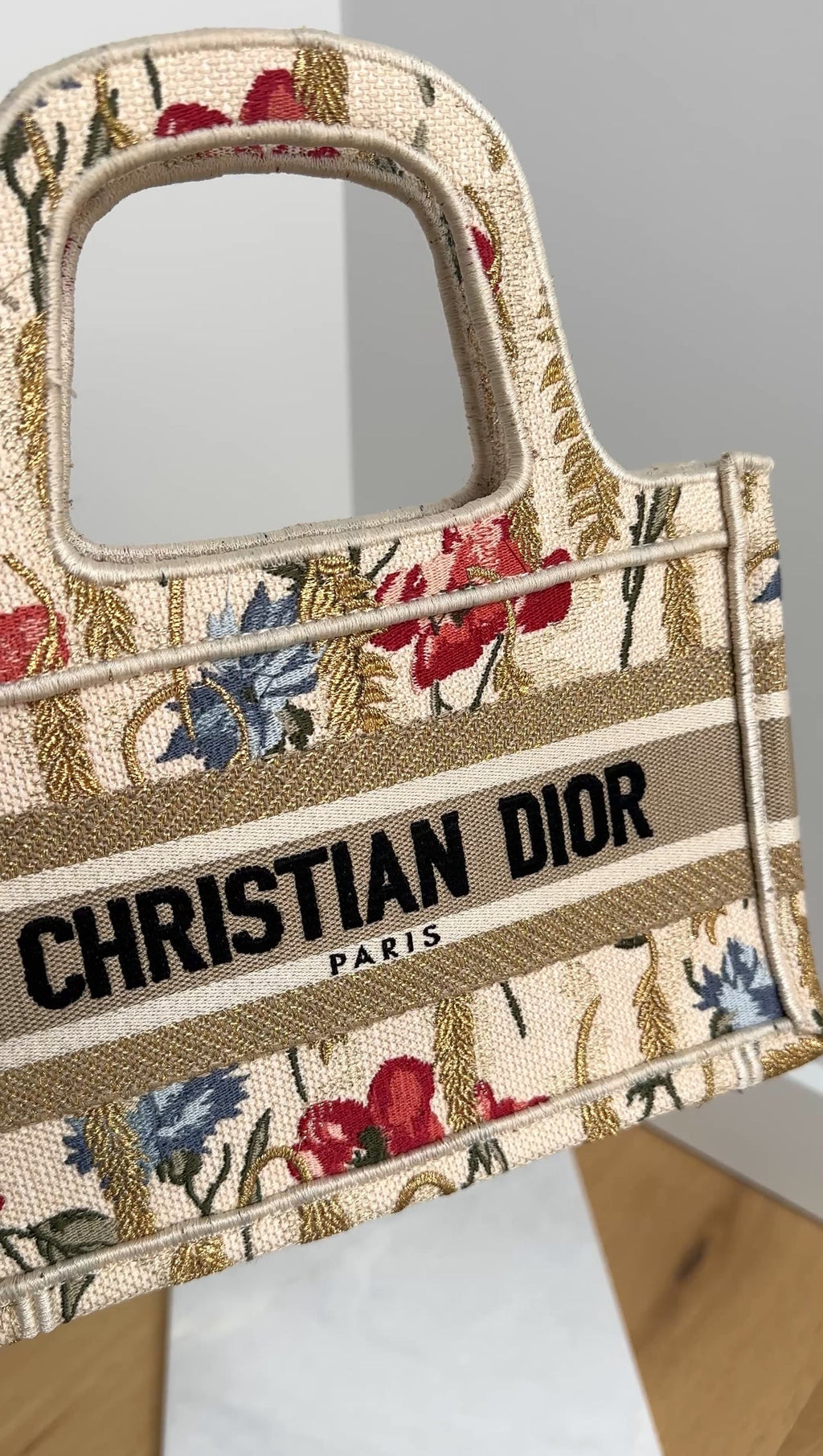 Christian Dior Mini Hibiscus Embroidered Floral Book Tote Bag