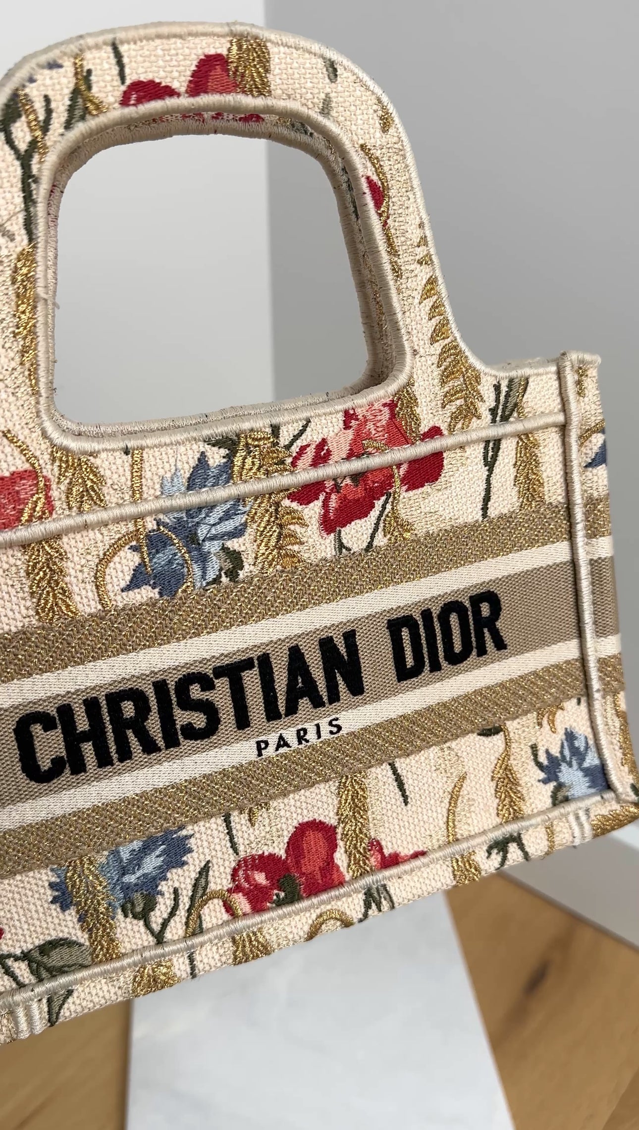 Christian Dior Mini Hibiscus Embroidered Floral Book Tote Bag