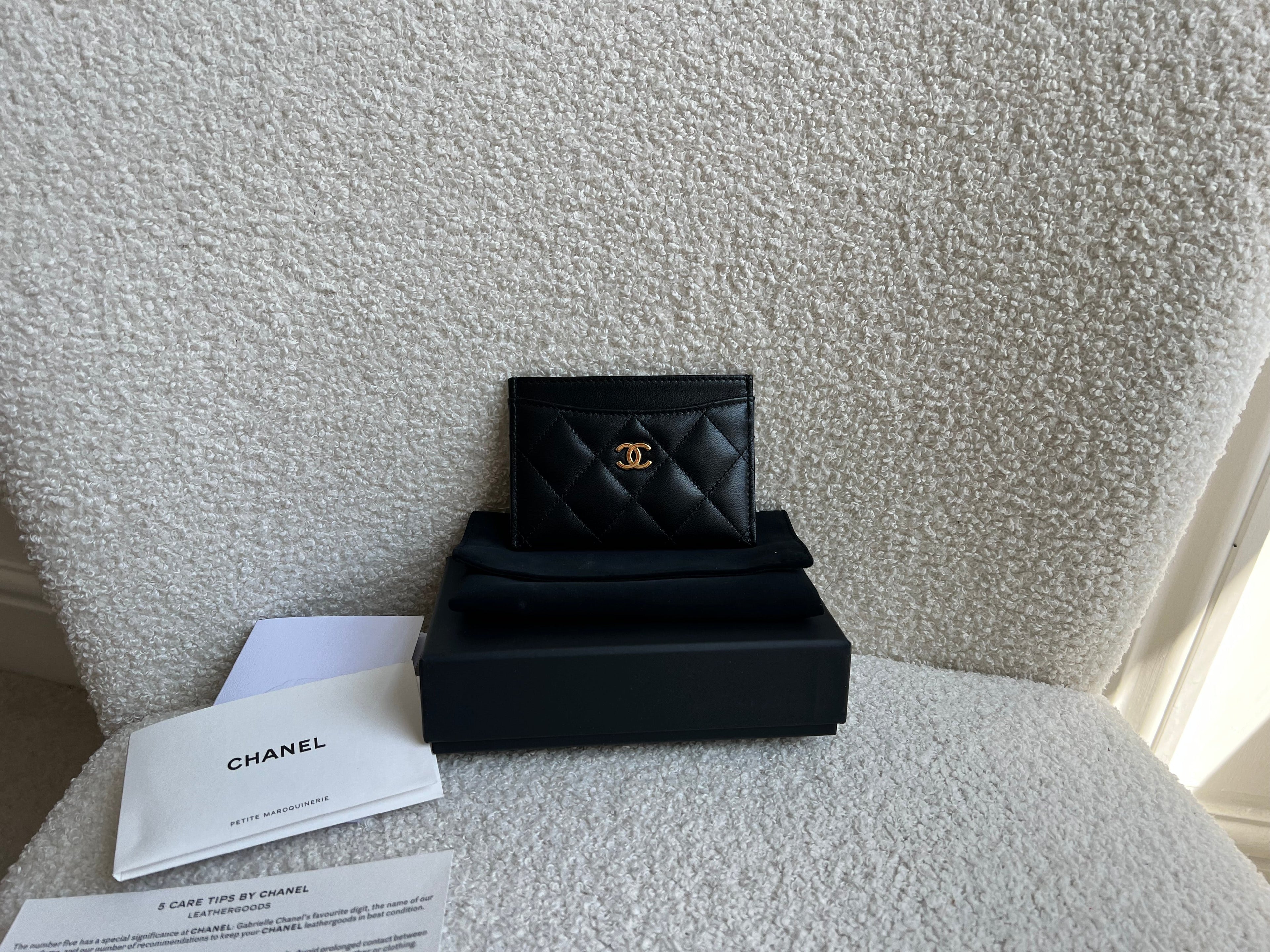 Chanel Black Lambskin  Holder with Gold Hardware (RRP £420)