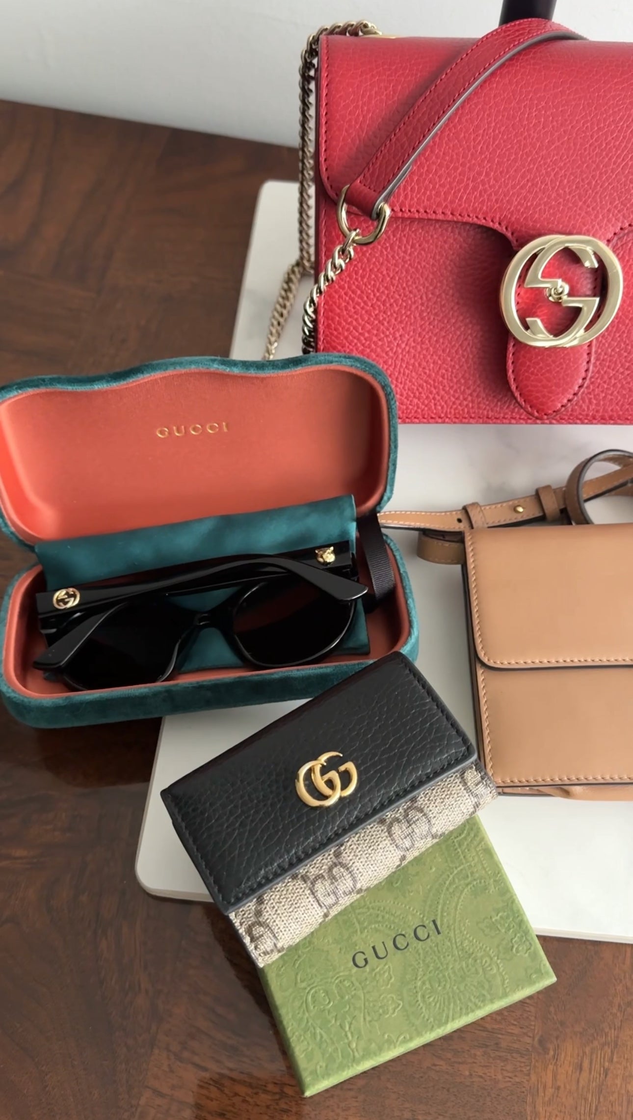 Gucci Black Leather and Monogram Canvas 6 Keyholder