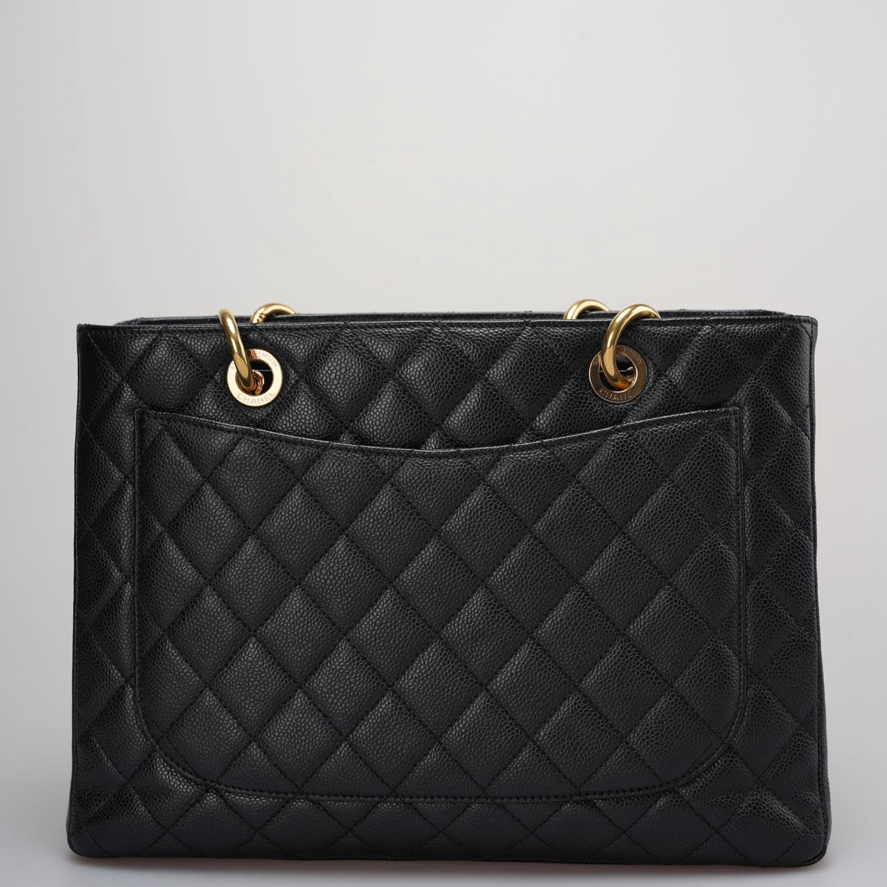 Chanel Grand Shopping Tote Black GST Bag in Caviar Leather with Gold Hardware Medium
