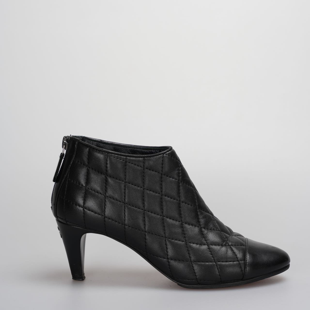 Chanel Black Leather Boots with CC Logo 34