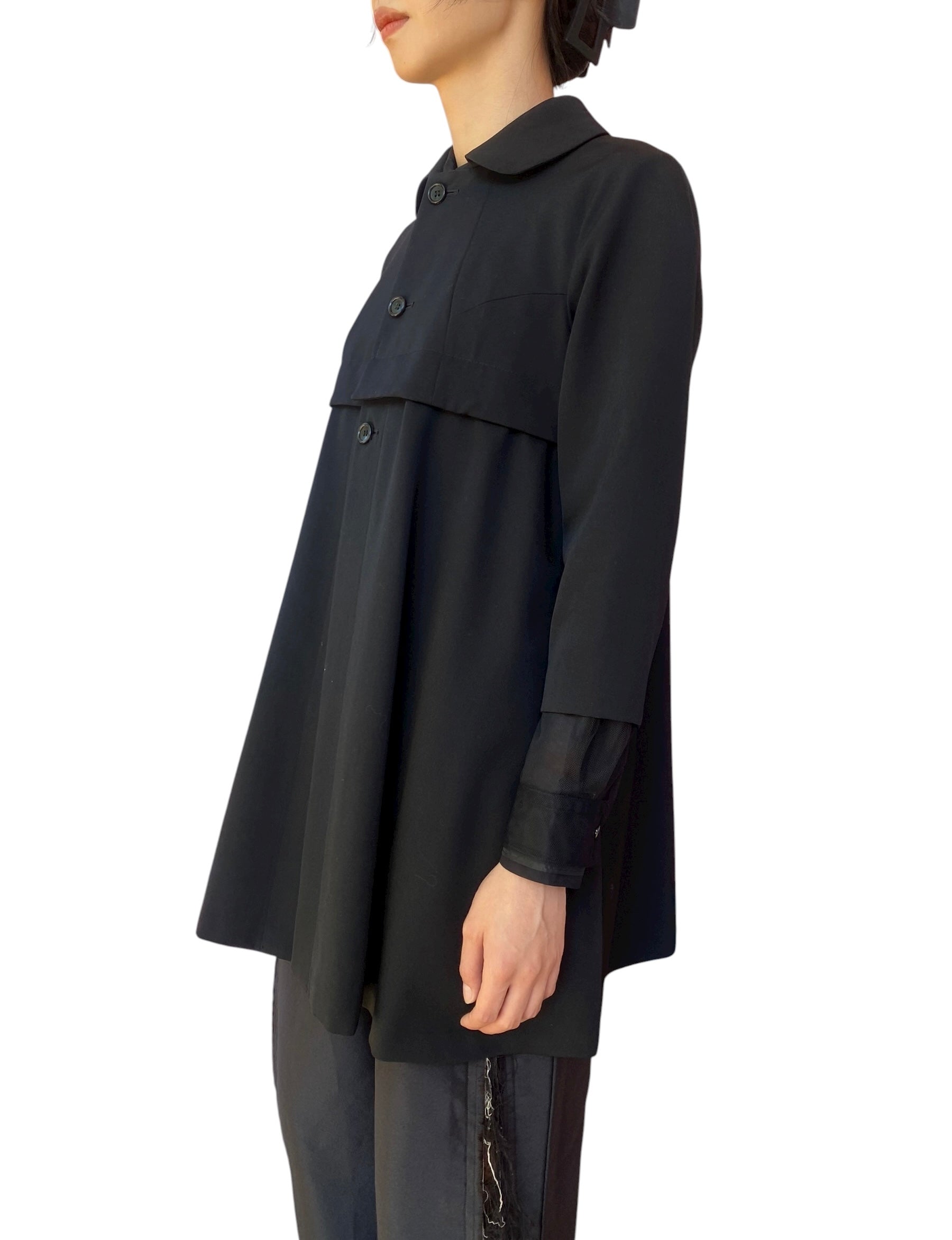Comme Des Garçons Black Peter Pan Collar Empire Coat - M / US 6