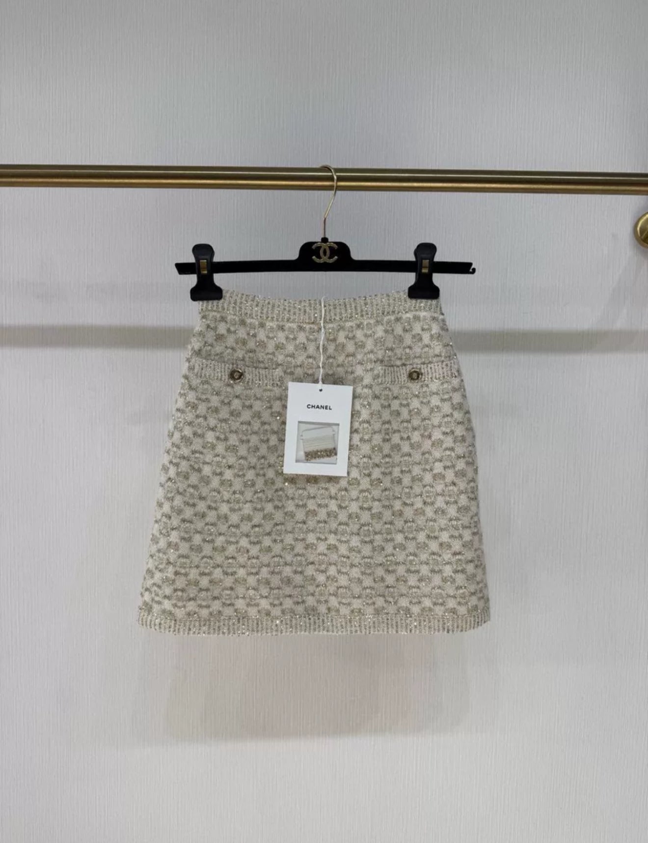 Chanel 23B ecru tweed skirt
