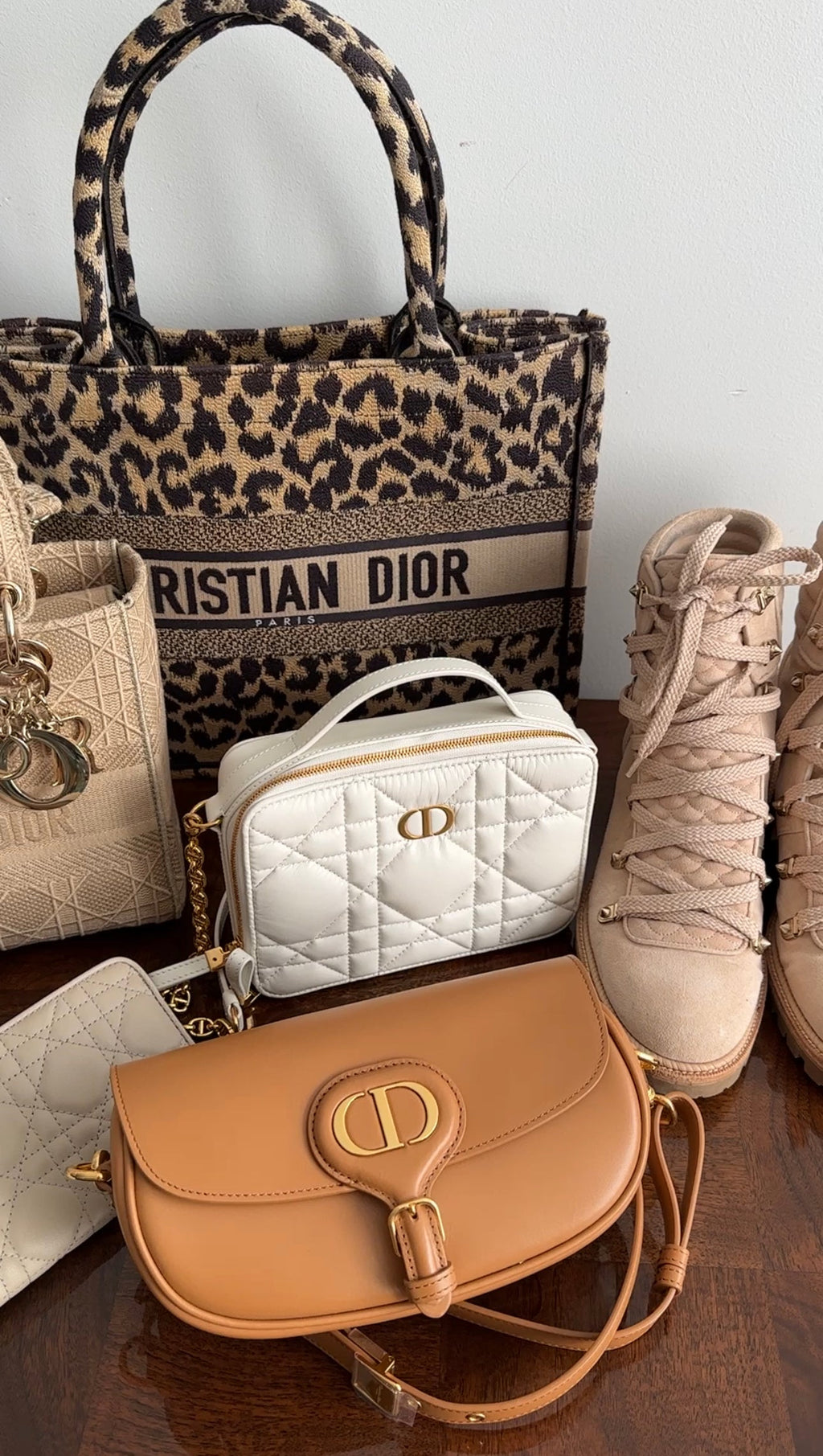 Christian Dior Caro Box  Pouch Bag with Chain Strap