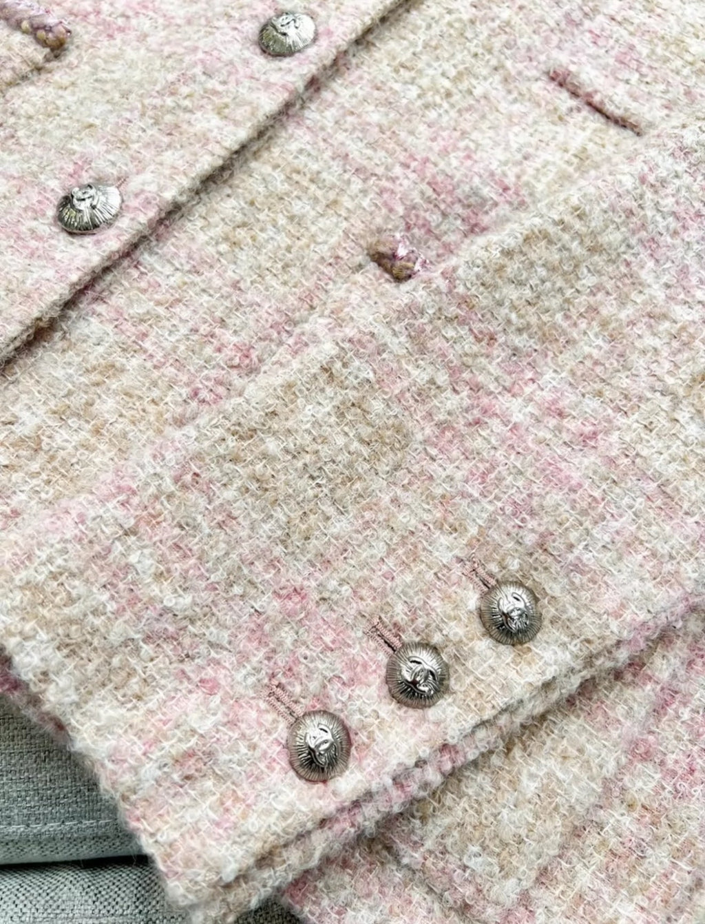 Chanel 24A pink & beige tweed jacket