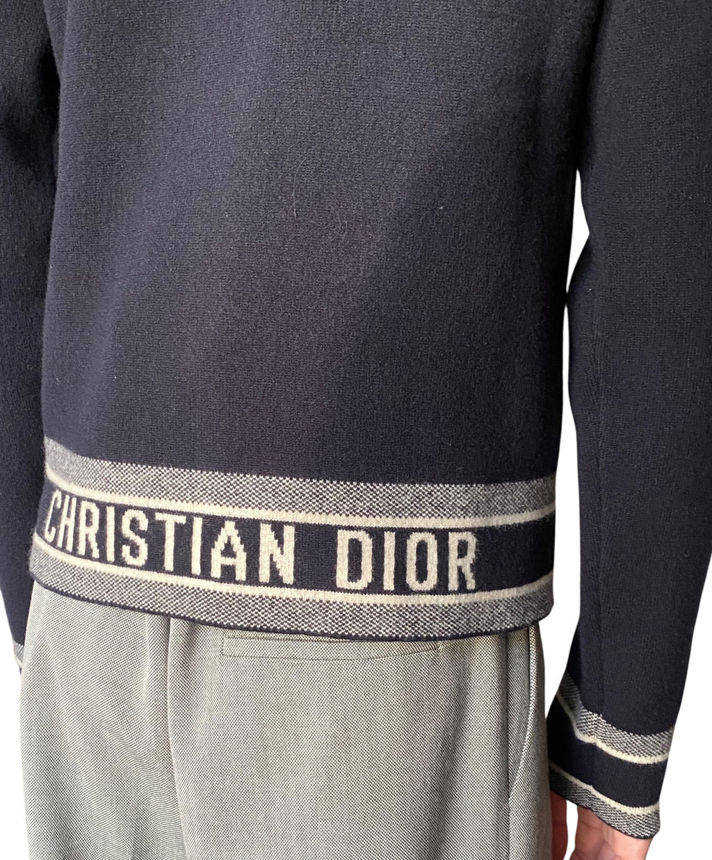 Christian Dior Navy Cashmere Logo Hoodie - US 4