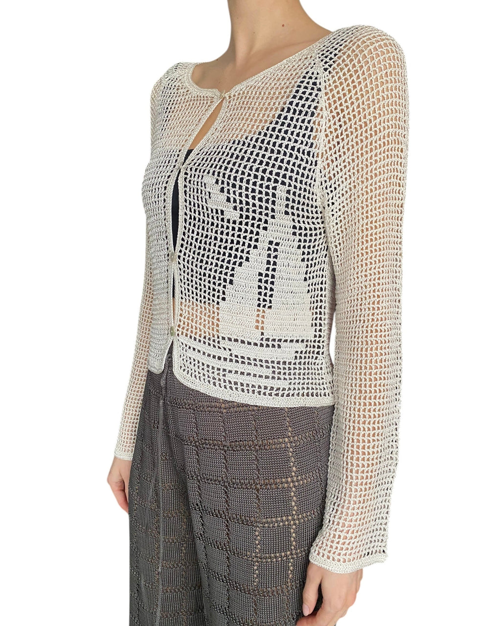 Calle Del Mar White Nautical Crochet igan - L / US 6