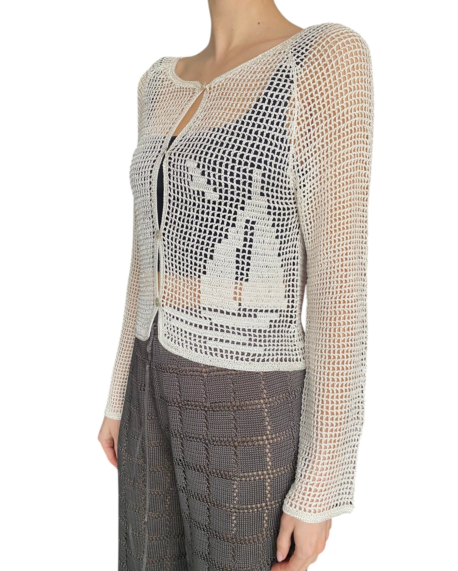 Calle Del Mar White Nautical Crochet igan - L / US 6
