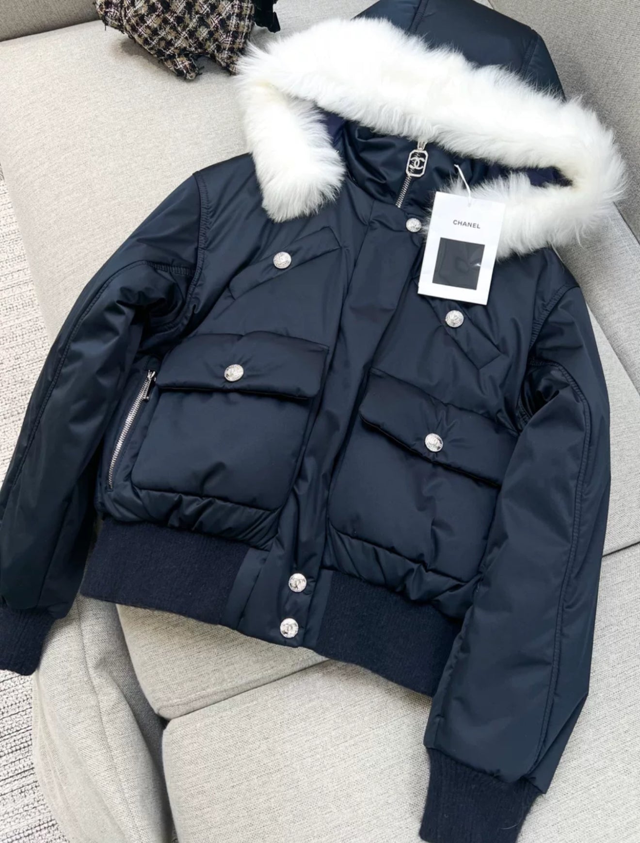 Chanel 23N white fur down jacket