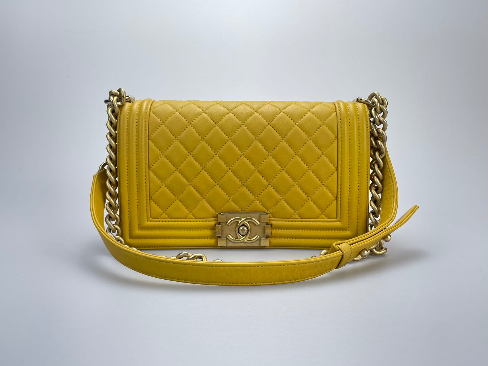 Chanel Le boy Medium in Lemon Yellow Bag with Gold Hardware