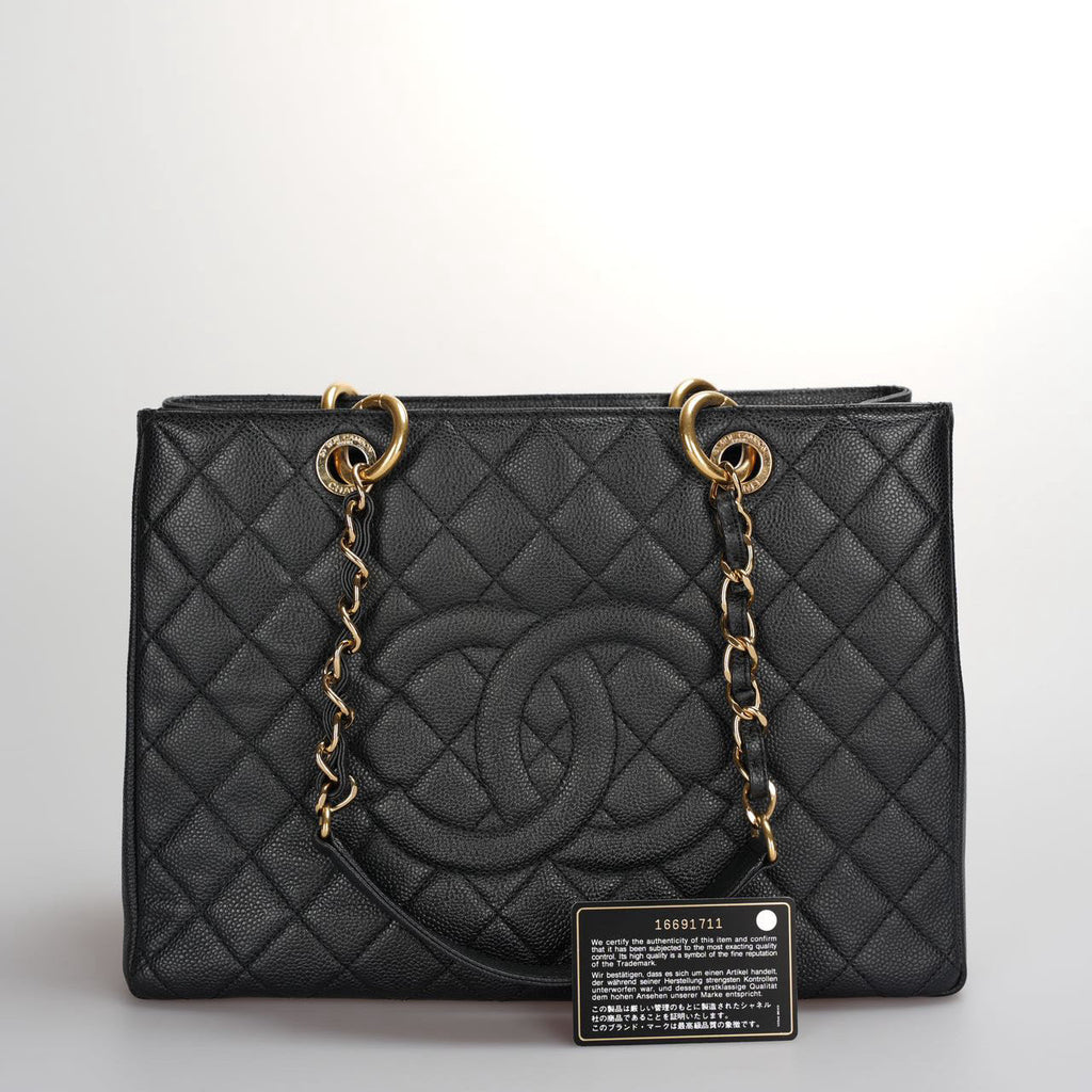 Chanel Black Grand Shopping Tote GST Bag in Caviar Leather with Gold Hardware