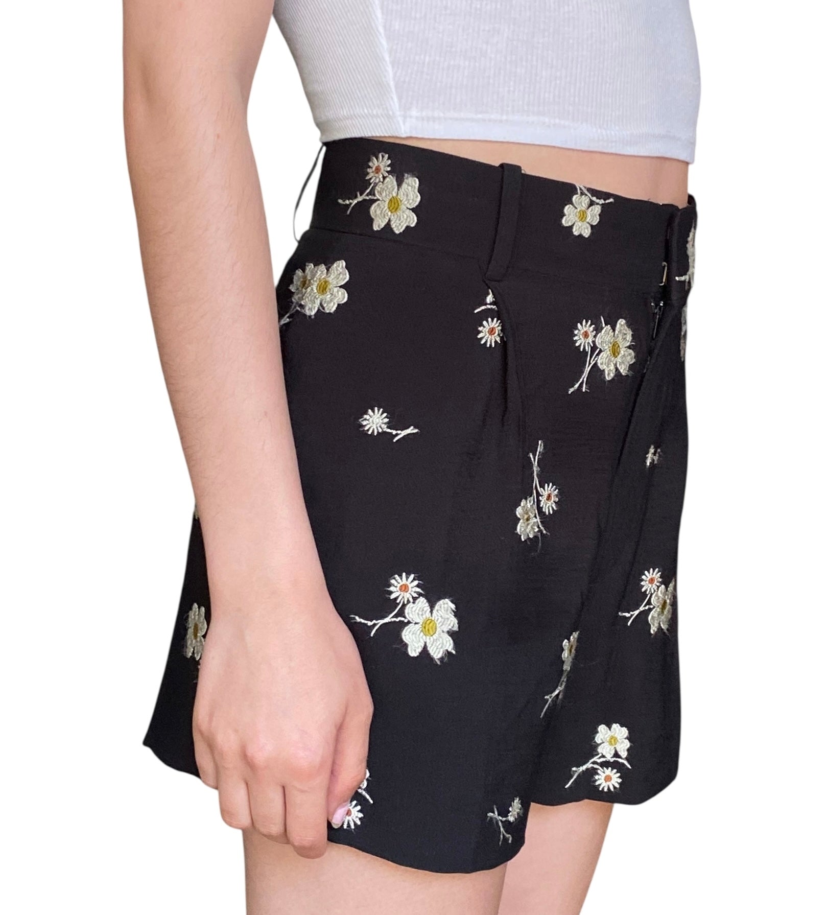 Chloe Black Floral Embroidered Shorts - W26