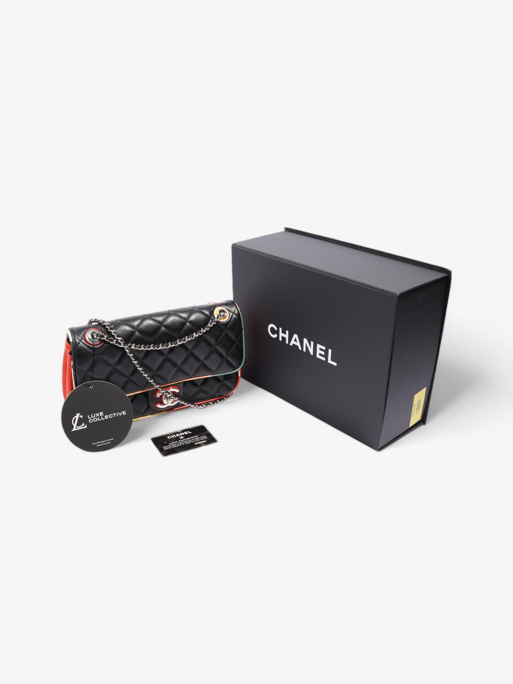 Chanel Classic Single Flap Black / Multicoloured Lambskin Leather Medium