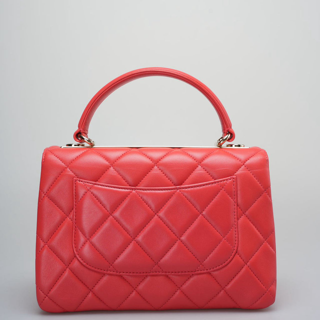 Chanel Red Small Trendy CC Bag In Lambskin Leather With Champagne Gold Hardware