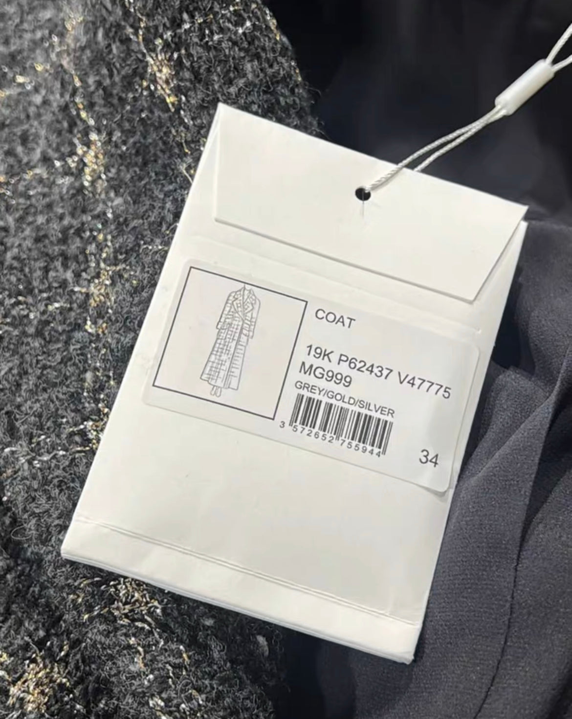 Chanel 19k Grey, Gold, Silver Coat size 34