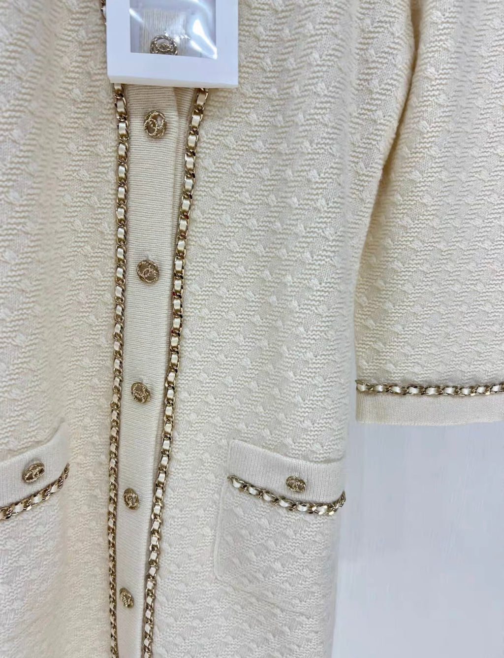 CHANEL 23B CHAIN EMBELLISHED I DRESS size 34