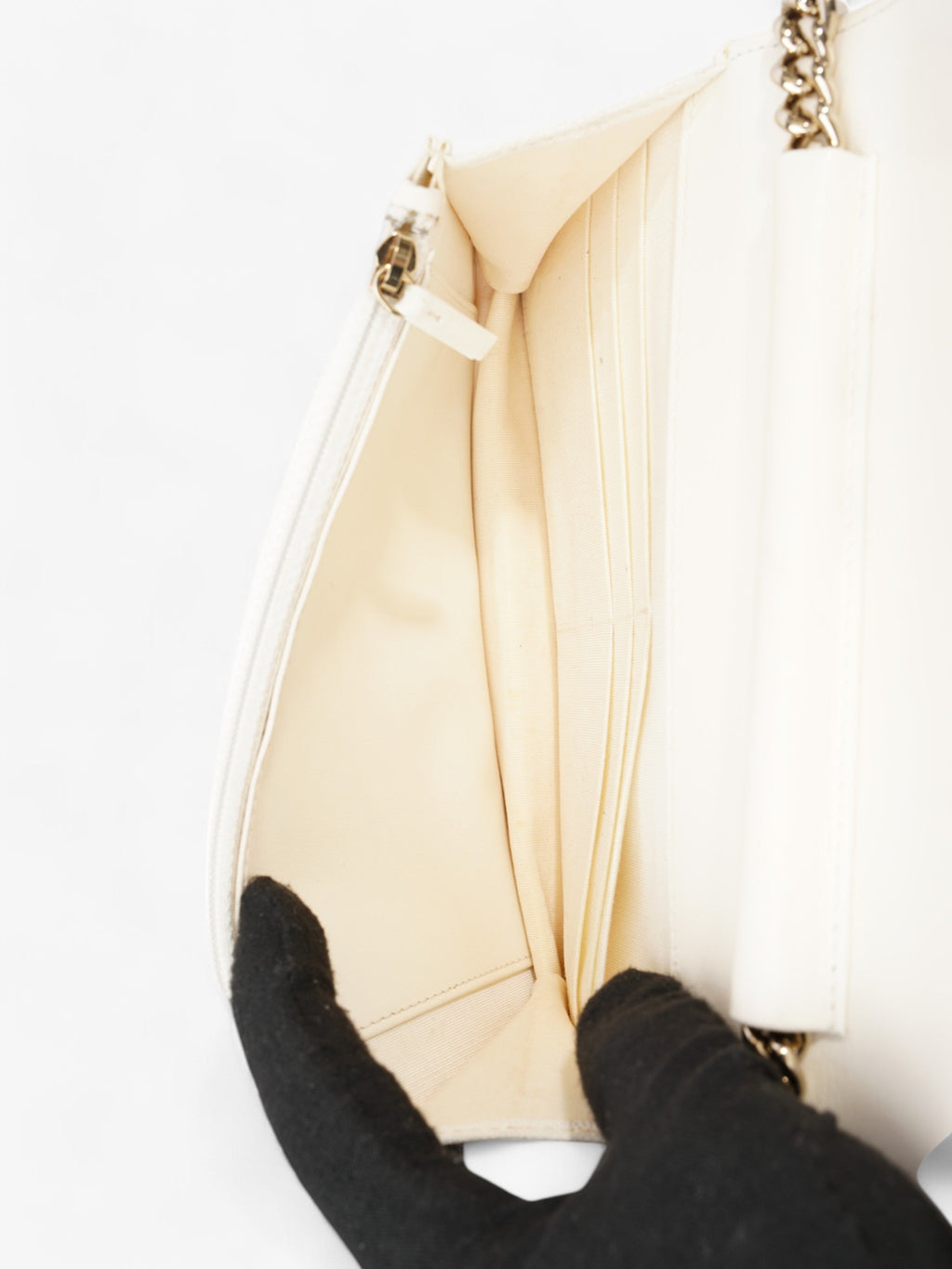 Chanel Boy Wallet on Chain White Caviar Leather