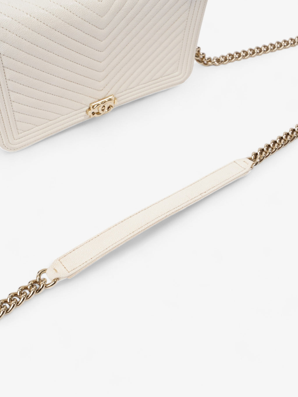 Chanel Boy Wallet on Chain White Caviar Leather