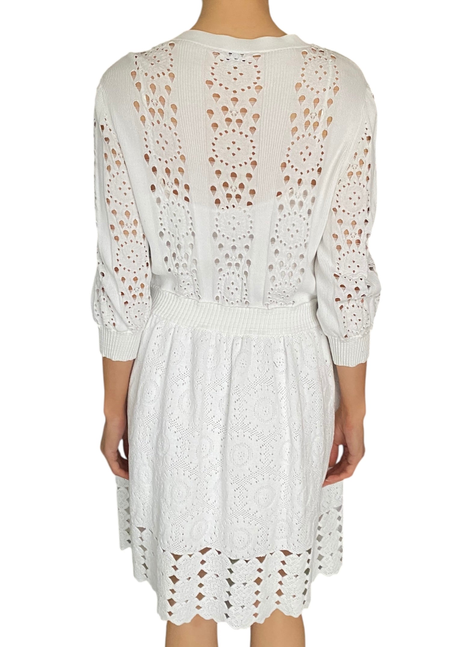 Chanel 20P White Open Knit Dress - FR42 / L