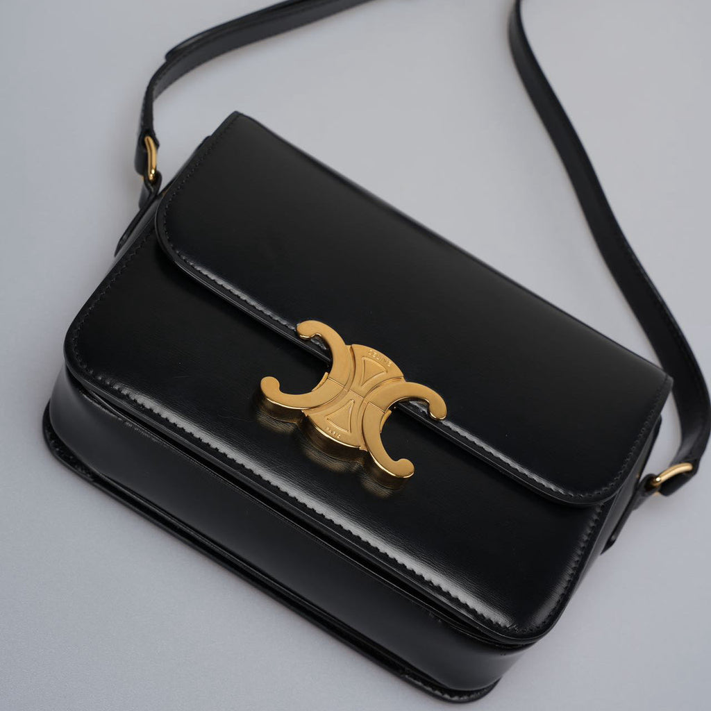 Celine Black Triomphe Crossbody Bag Pre-Owned 2021 Small Calfskin