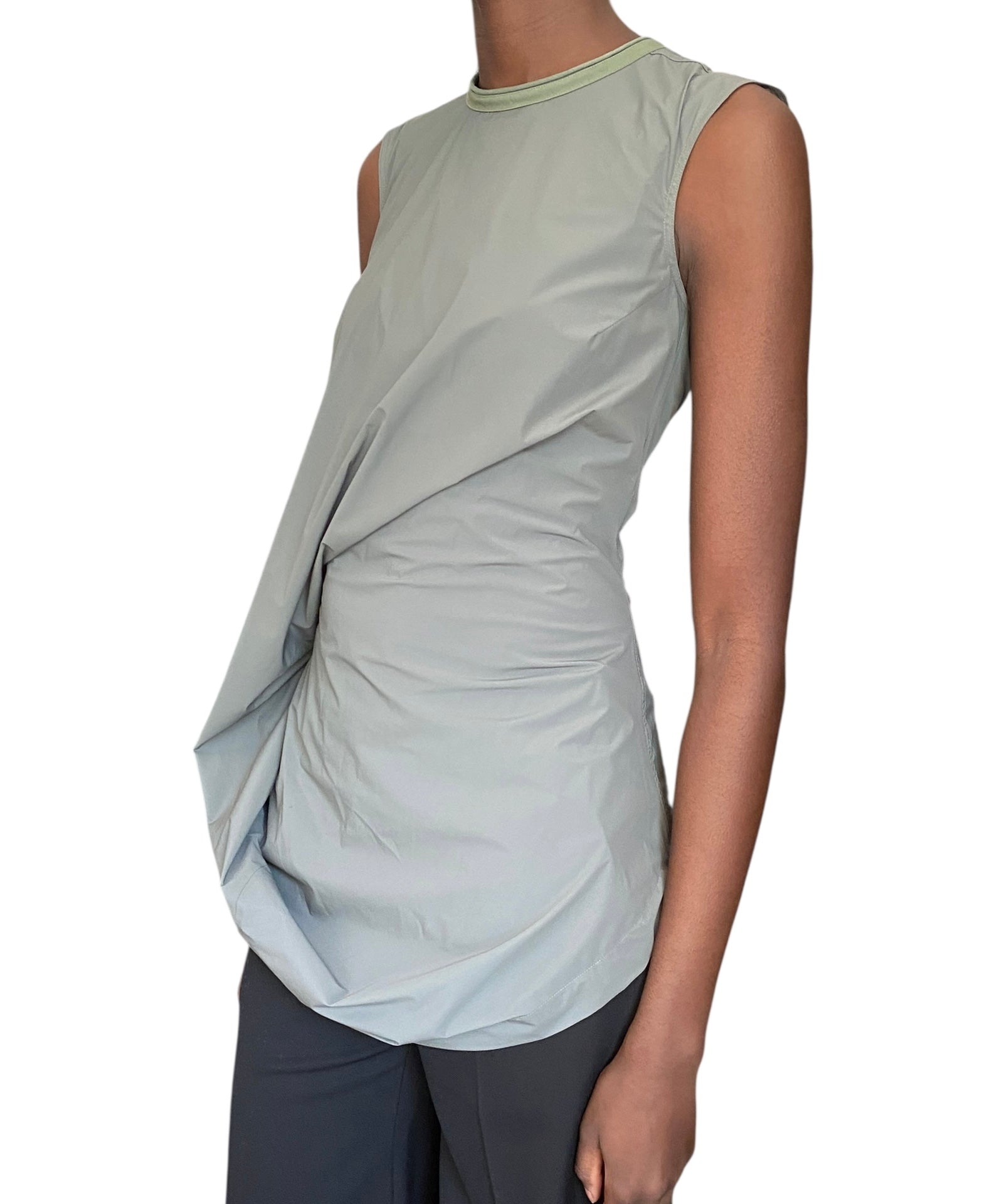 Rick Owens Sage Green SS 18 Gathered Tank - US 6