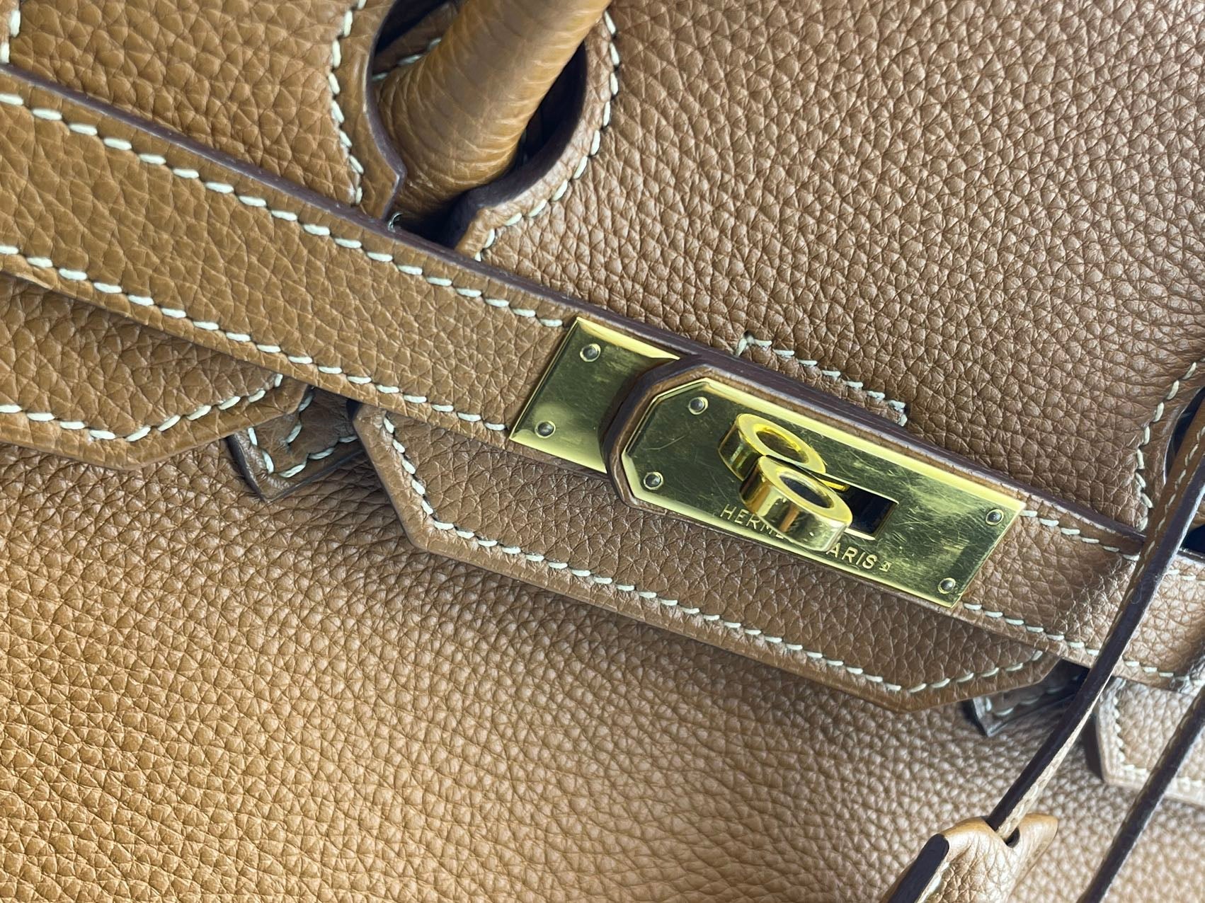 Hermes pre-owned Birkin 35 in gold vintage Togo leather