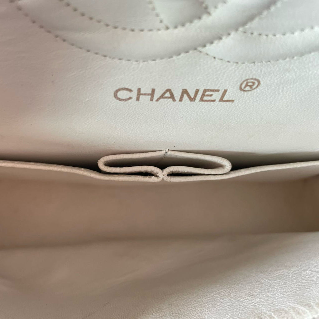 Chanel Vintage White Classic Double Flap Bag with 24k Gold Hardware