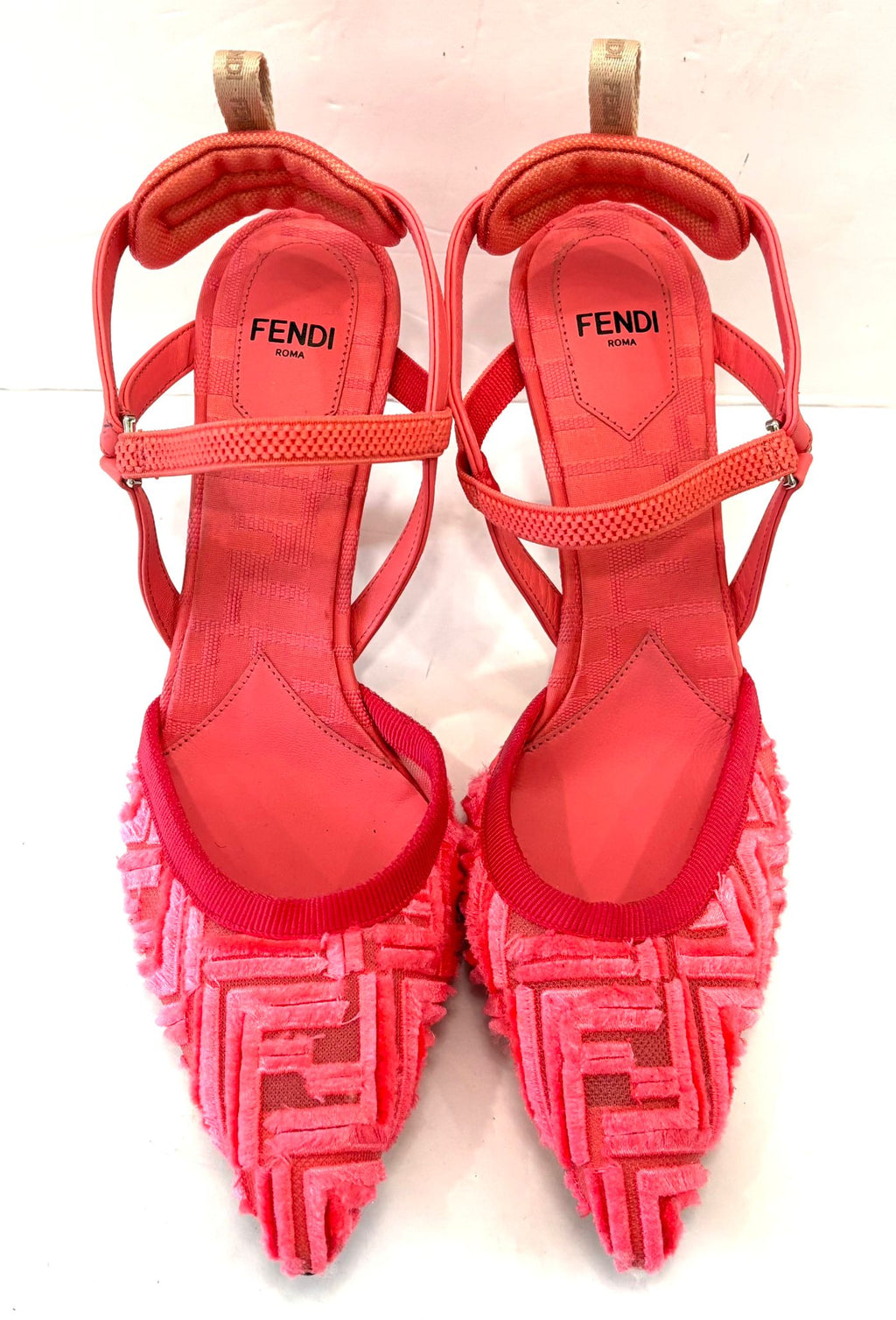 FENDI COLIBRÌ FF LOGO POINTED-TOE SLINGBACK PUMPS