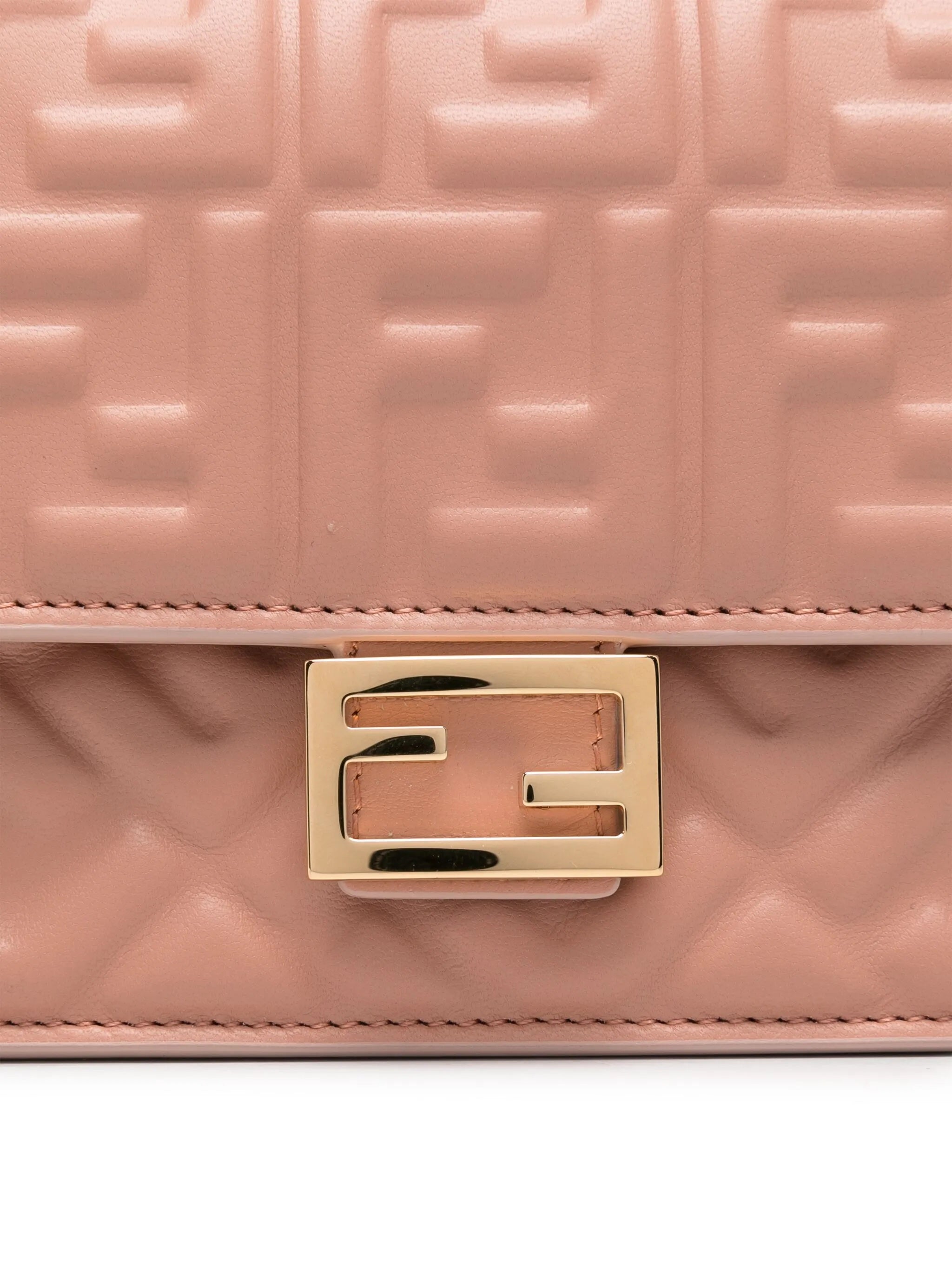 FENDI FF BAGUETTE CALFSKIN LEATHER WALLET ON CHAIN