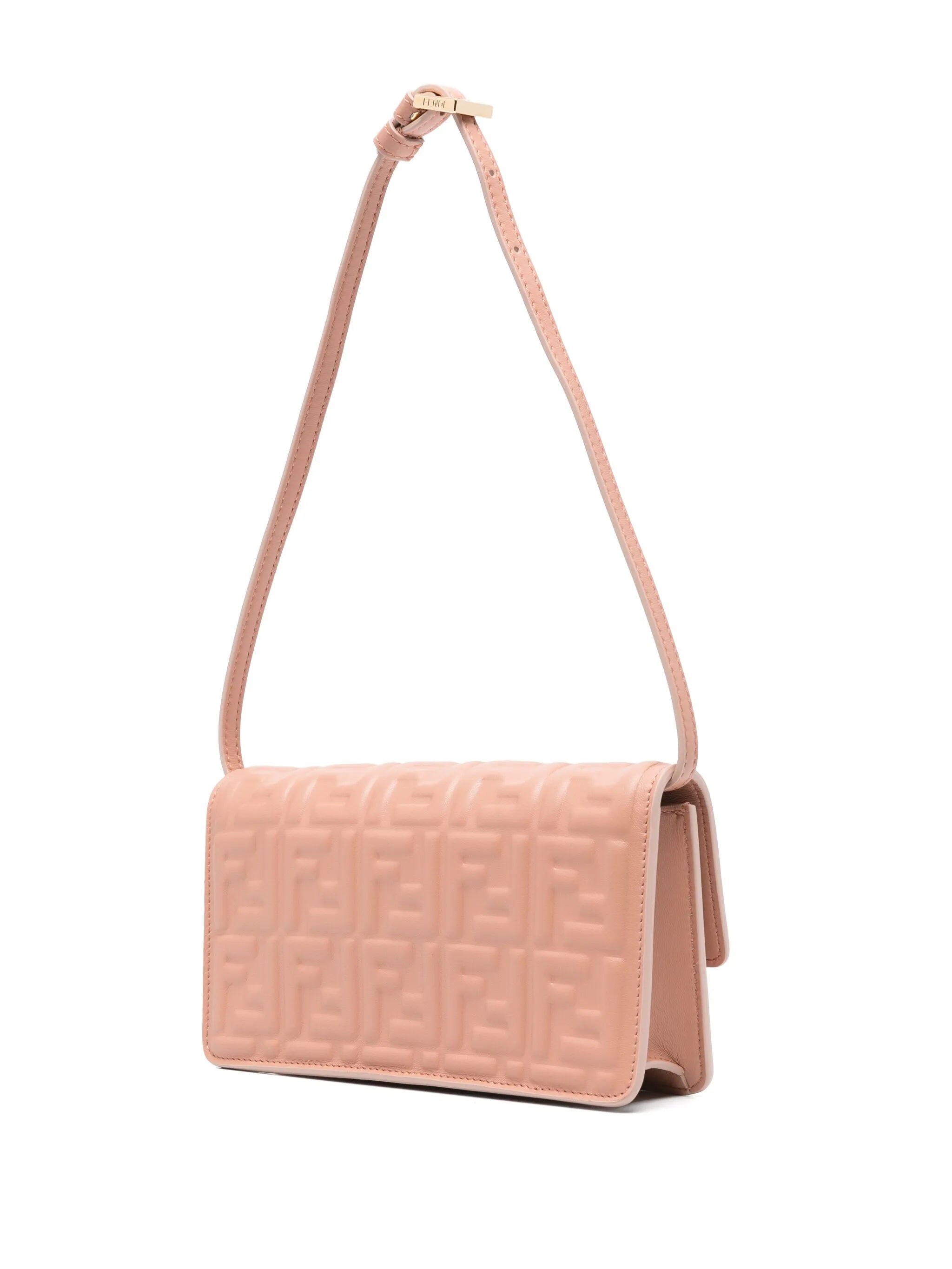 FENDI FF BAGUETTE CALFSKIN LEATHER WALLET ON CHAIN