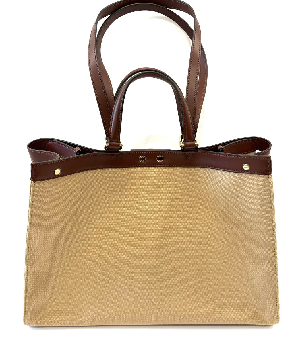 FENDI PEEKABOO X FF LITE ZUCCA CANVAS & LEATHER MEDIUM TOTE BAG