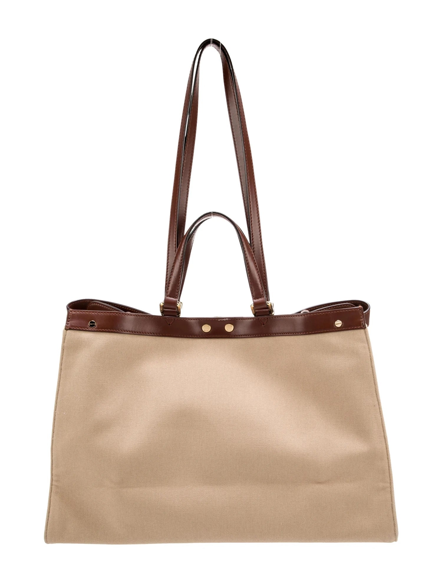 FENDI PEEKABOO X FF LITE ZUCCA CANVAS & LEATHER MEDIUM TOTE BAG