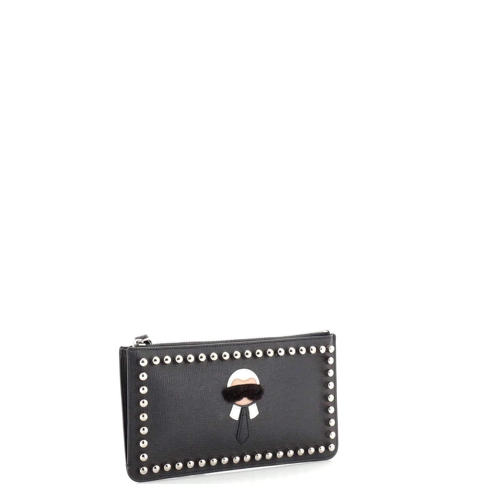 FENDI SAFFIANO LEATHER KARLITO CLUTCH BAG WRISTLET