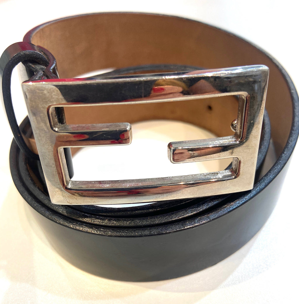 FENDI VINTAGE FF BUCKLE LEATHER BELT