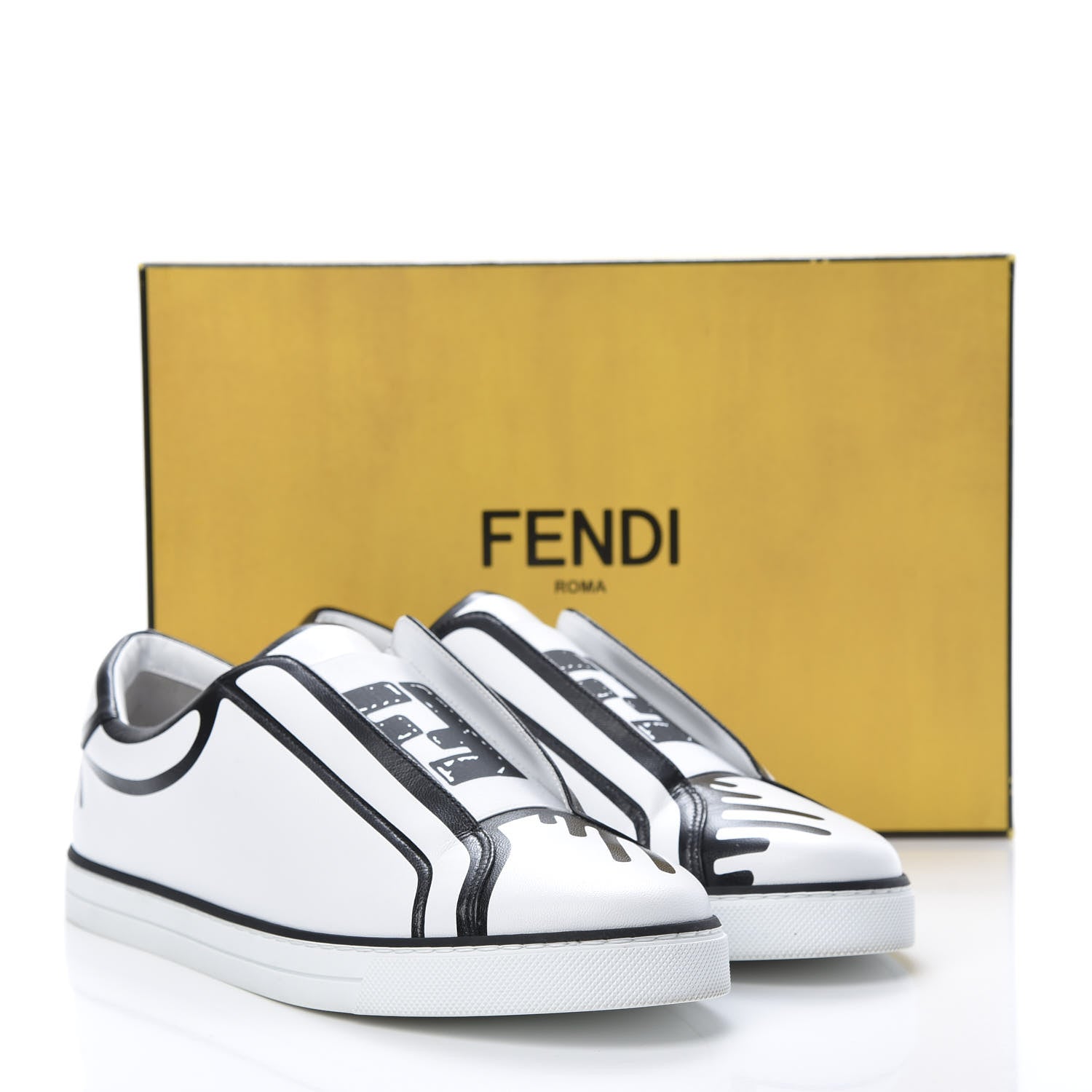 FENDI X JOSHUA VIDES NAPPA LEATHER FF SLIP-ON SNEAKERS