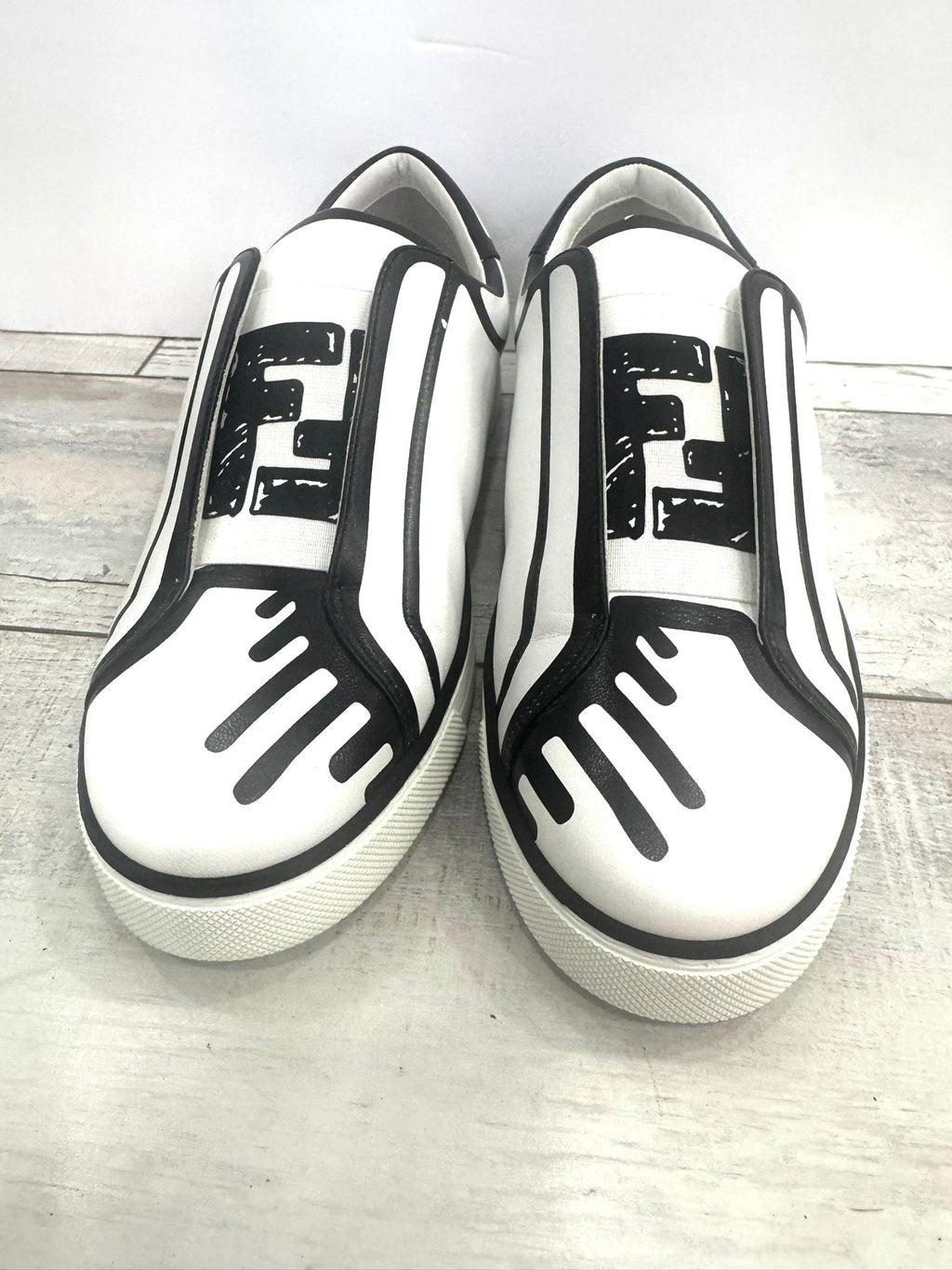 FENDI X JOSHUA VIDES NAPPA LEATHER FF SLIP-ON SNEAKERS