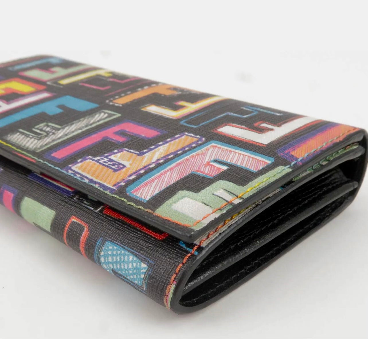 FENDI ZUCCA FF SPALMATI MULTICOLOR CONTINENTAL WALLET